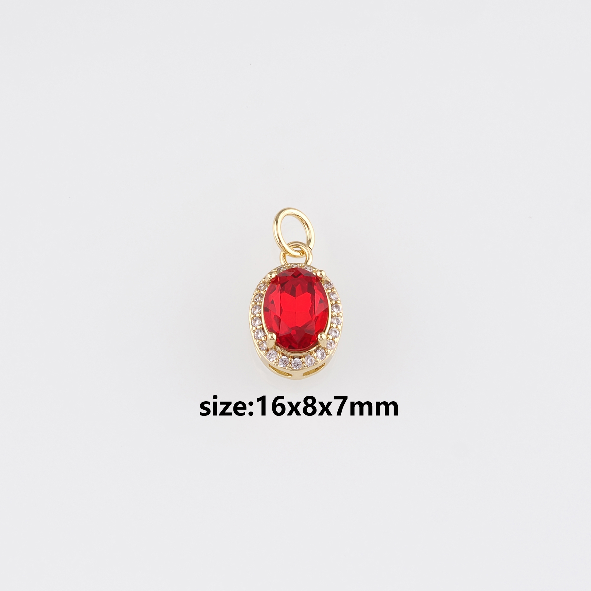 18K Gold Filled Oval Pendant,Crystal Oval Charm Earrings Necklace for DIY Jewelry Making Supply