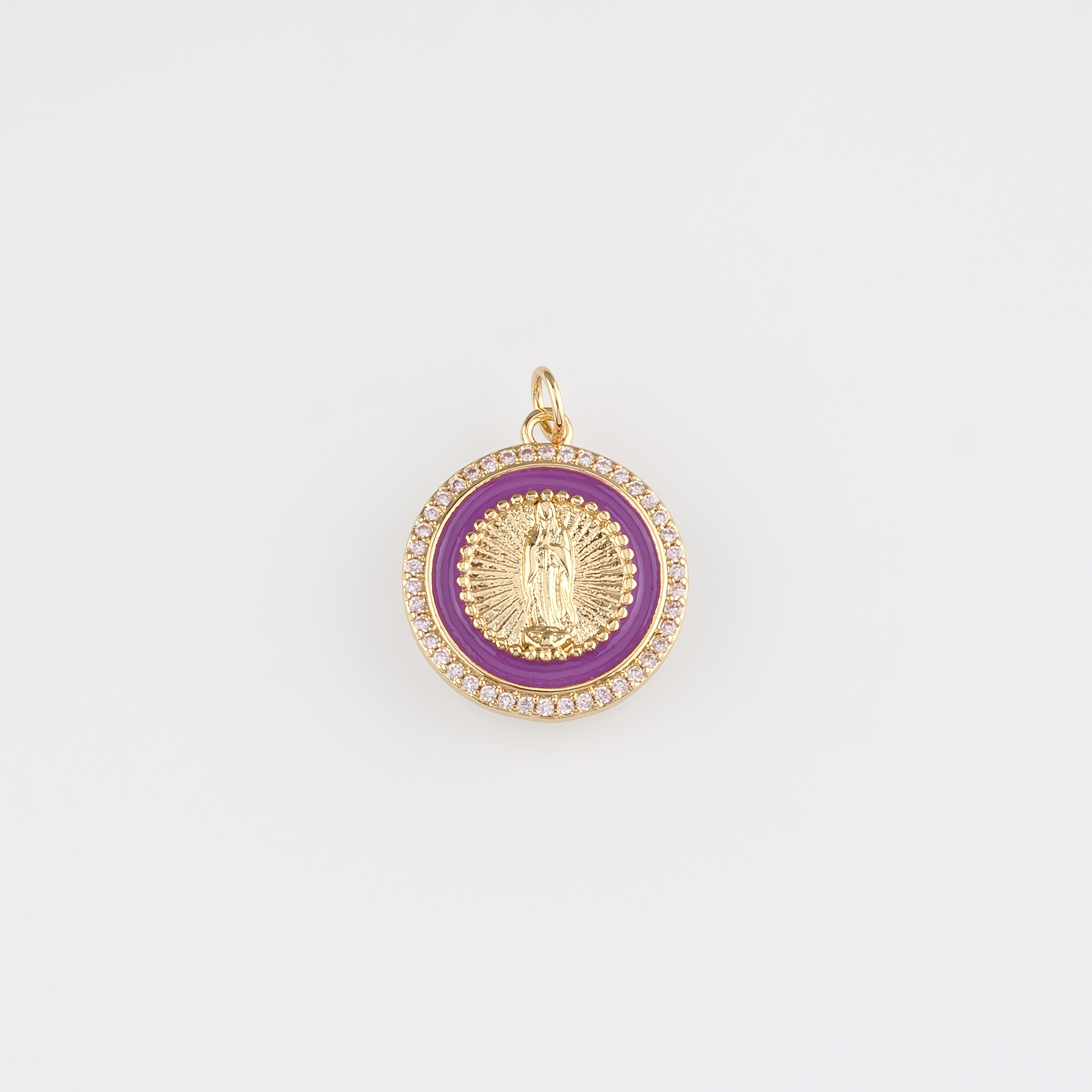 18K Gold Filled Virgin Mary Pendant,CZ Micro Pave Religious Charm Earrings Necklace for DIY Jewelry Making Supply