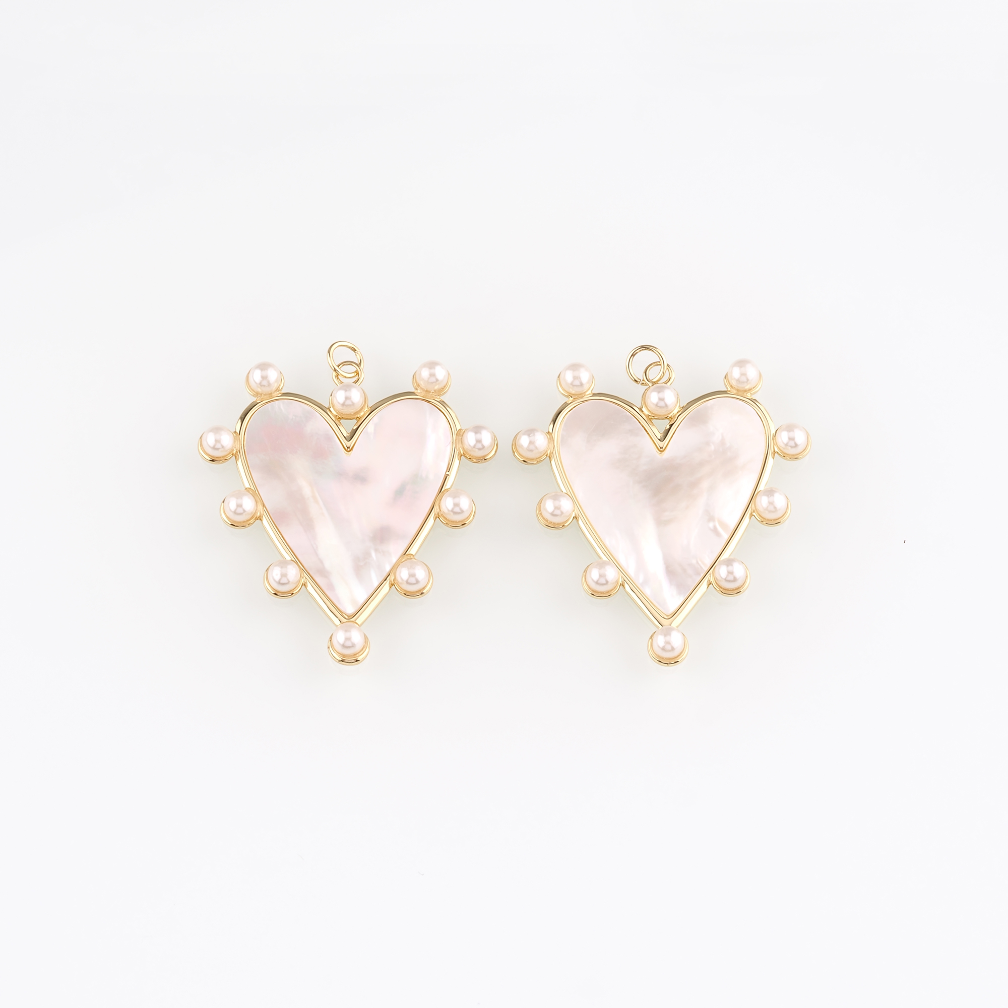 18K Gold Filled Heart Pendant,Shell Heart Charm Earrings Necklace for DIY Jewelry Making Supply