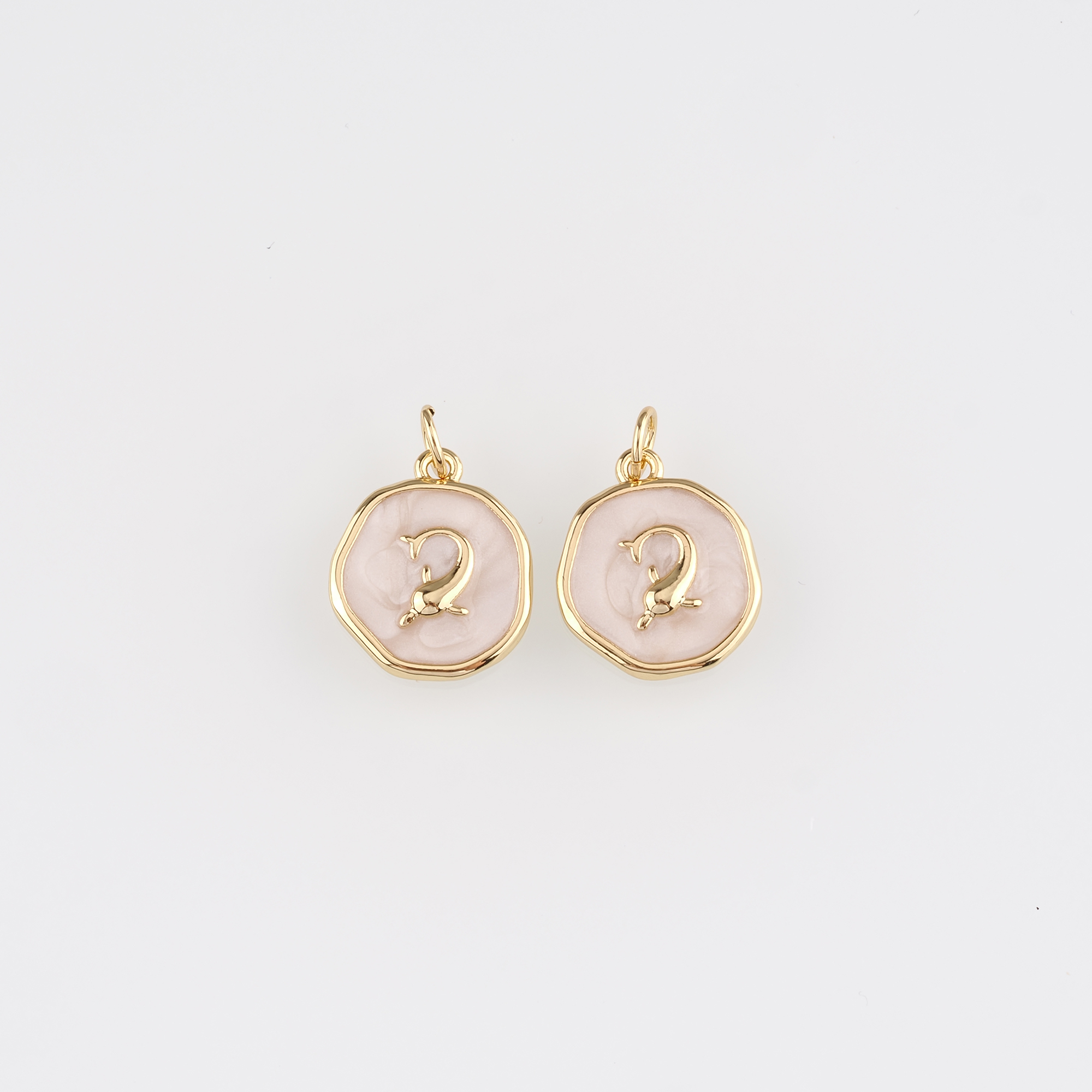 18K Gold Filled Dolphin Pendant,Enamel Dolphin Charms Earrings Necklace for DIY Jewelry Making Supply