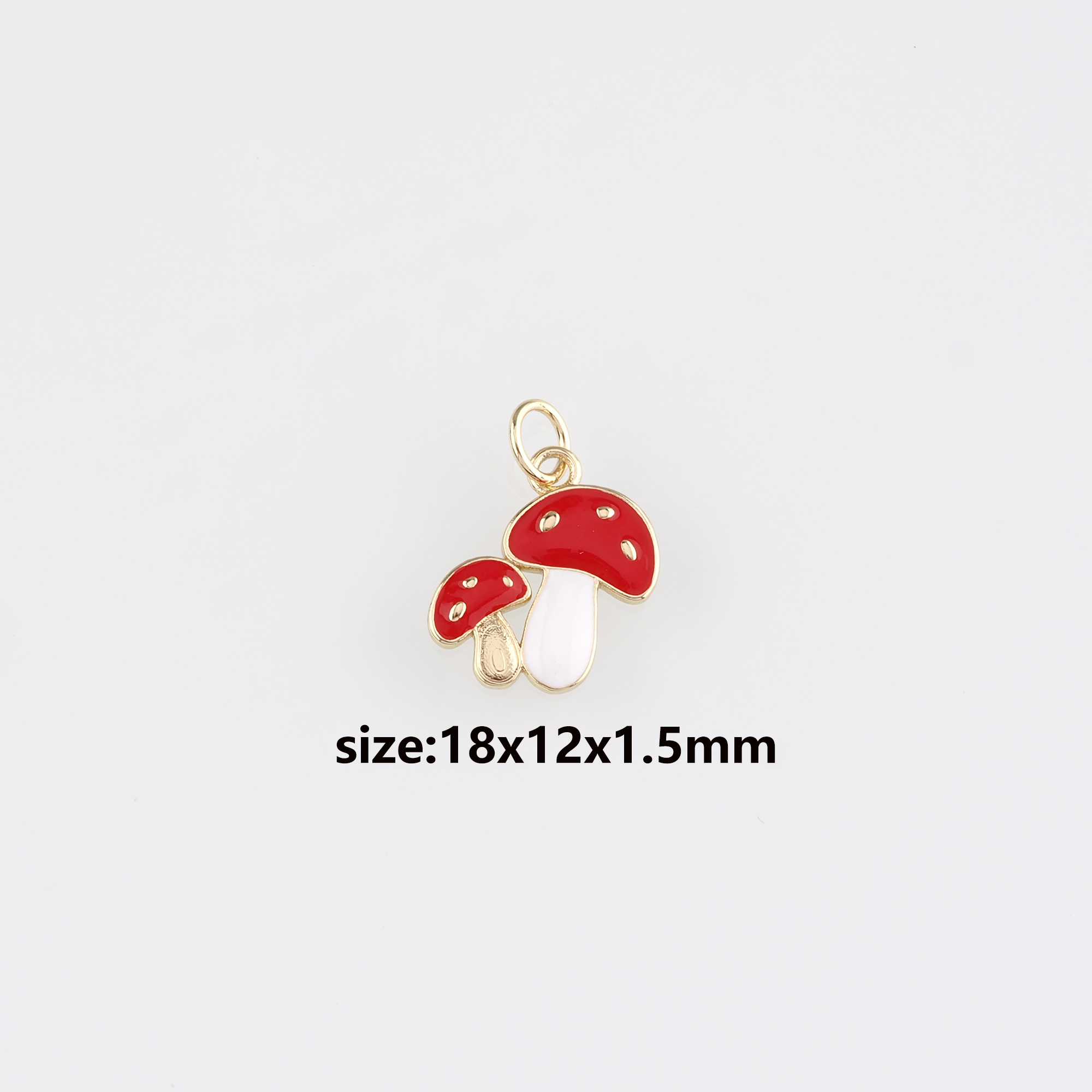 18K Gold Filled Toadstool Pendant,Enamel Mushroom Charm Earrings Necklace for DIY Jewelry Making Supply