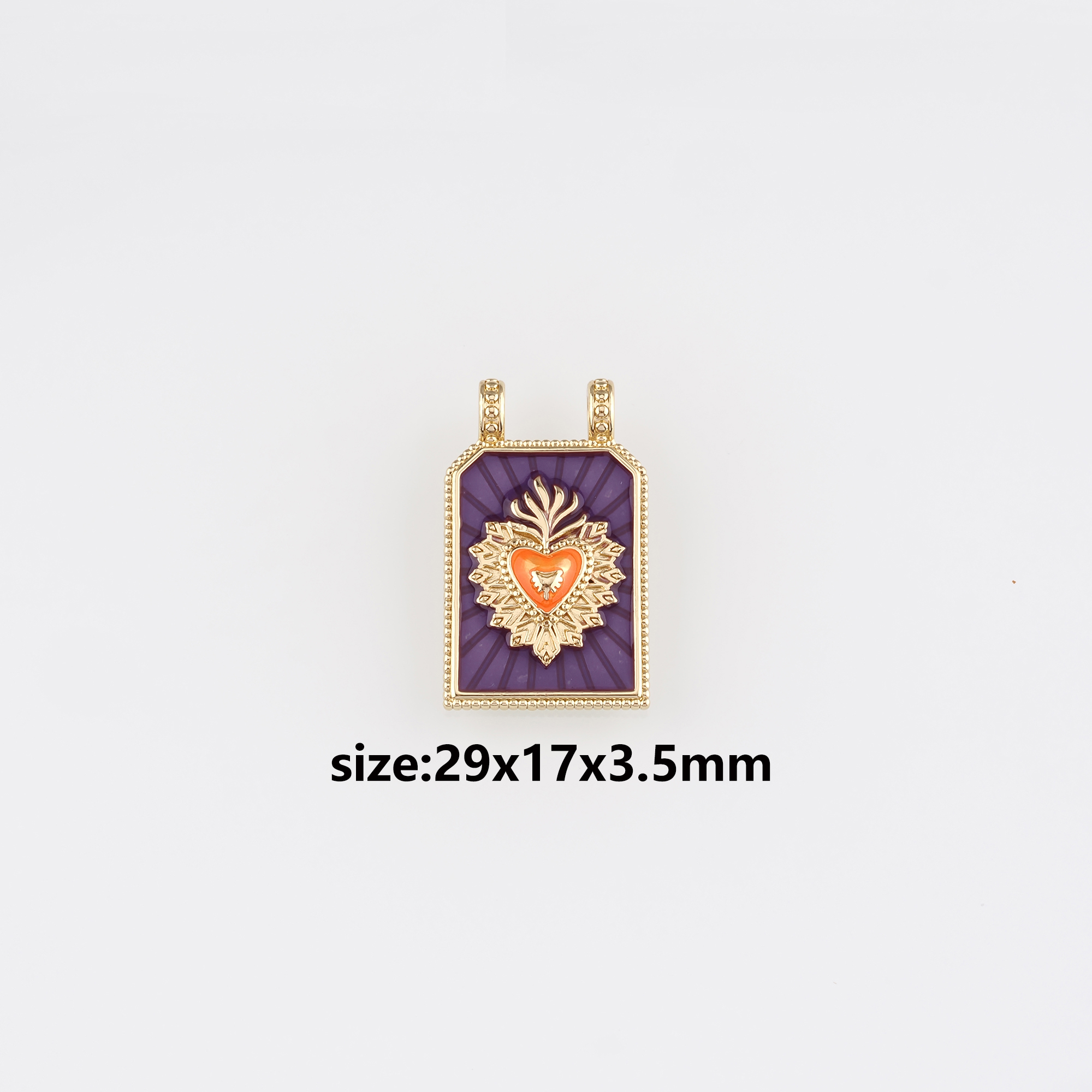 18K Gold Filled Sacred Heart Pendant,Enamel Sacred Heart Earrings Necklace for DIY Jewelry Making Supply