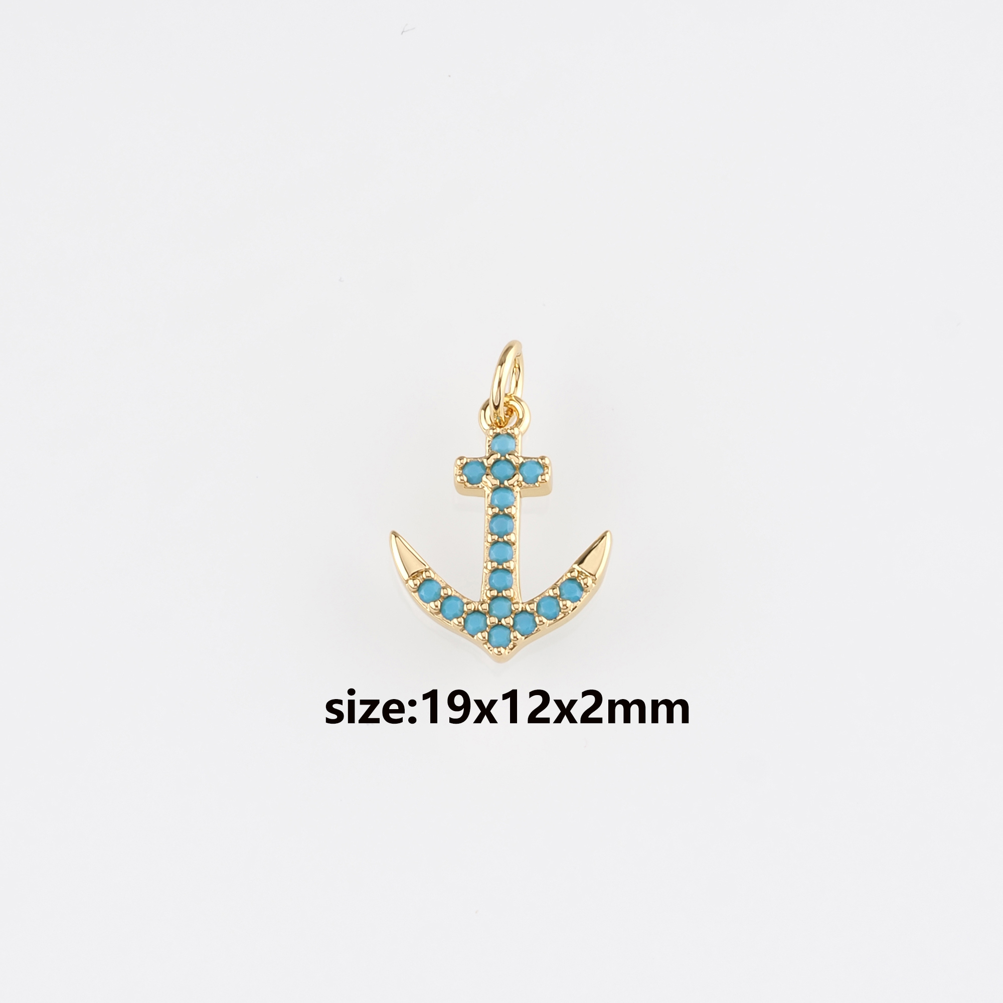 18K Gold Filled Anchor Pendant,CZ Micro Pave Anchor Charm Earrings Necklace for DIY Jewelry Making Supply