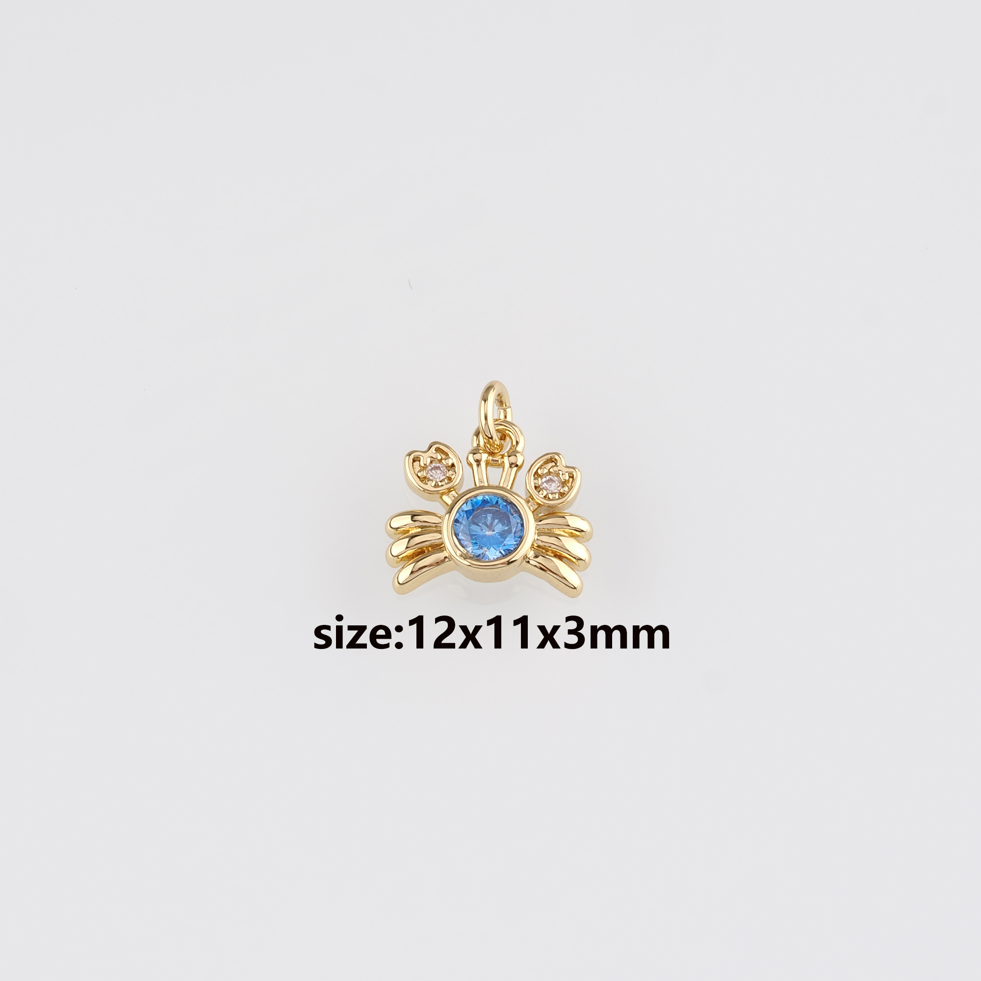 18K Gold Filled Crab Pendant,CZ Micro Pave Cancer Charm Earrings Necklace for DIY Jewelry Making Supply