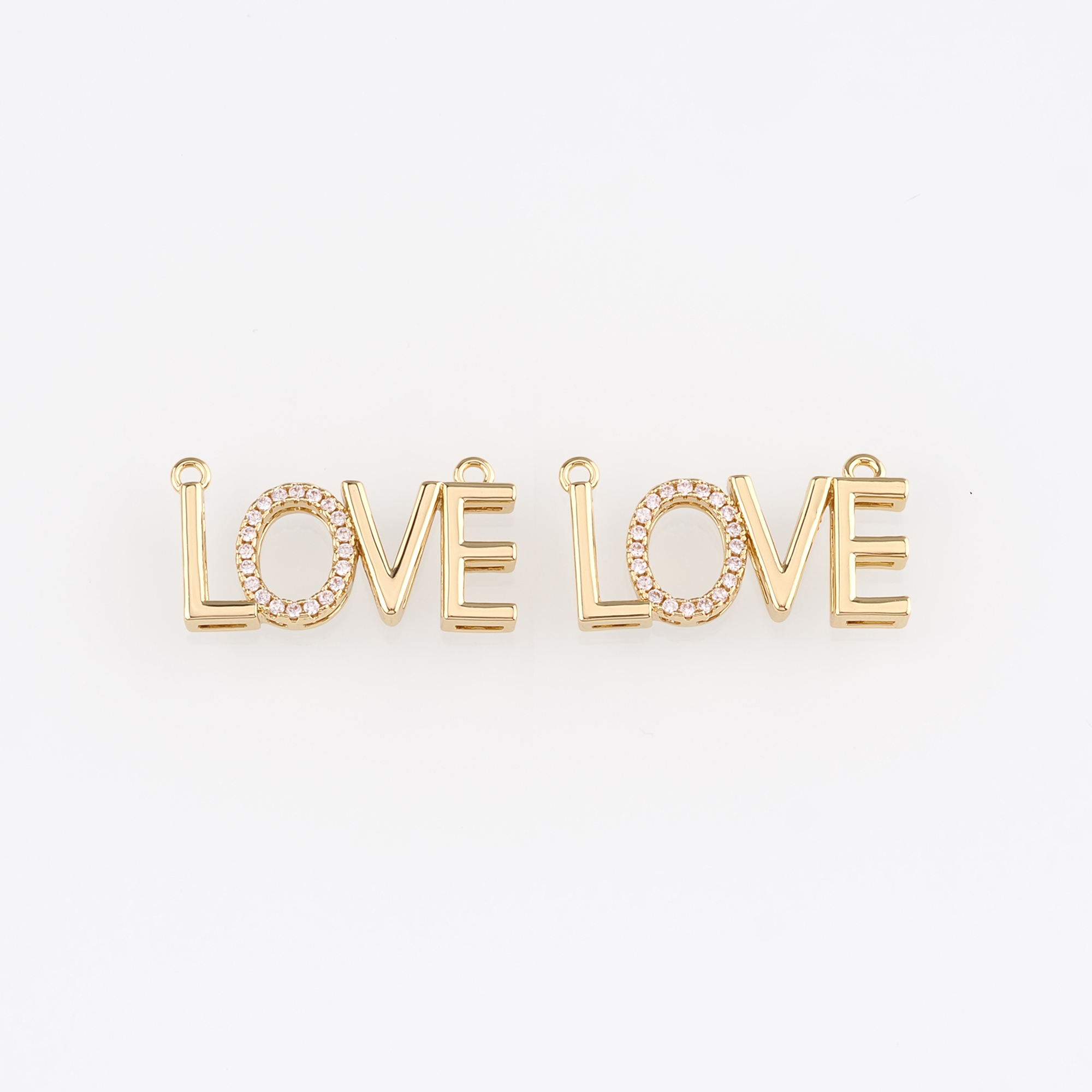 18K Gold Filled Love Pendant,CZ Micro Pave Love Charm Earrings Necklace for DIY Jewelry Making Supply