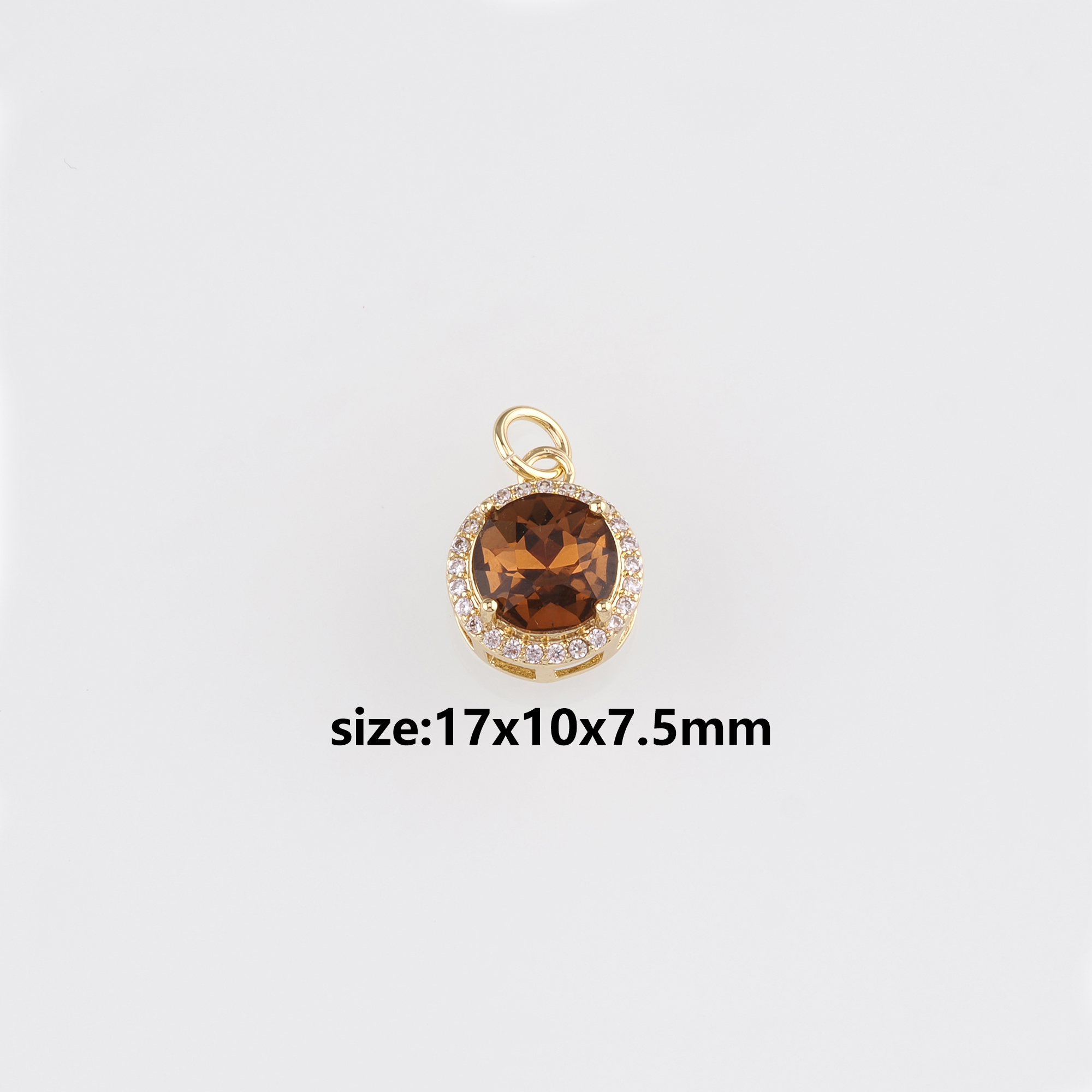 18K Gold Filled Round Pendant,Crystal Round Earrings Necklace for DIY Jewelry Making Supply