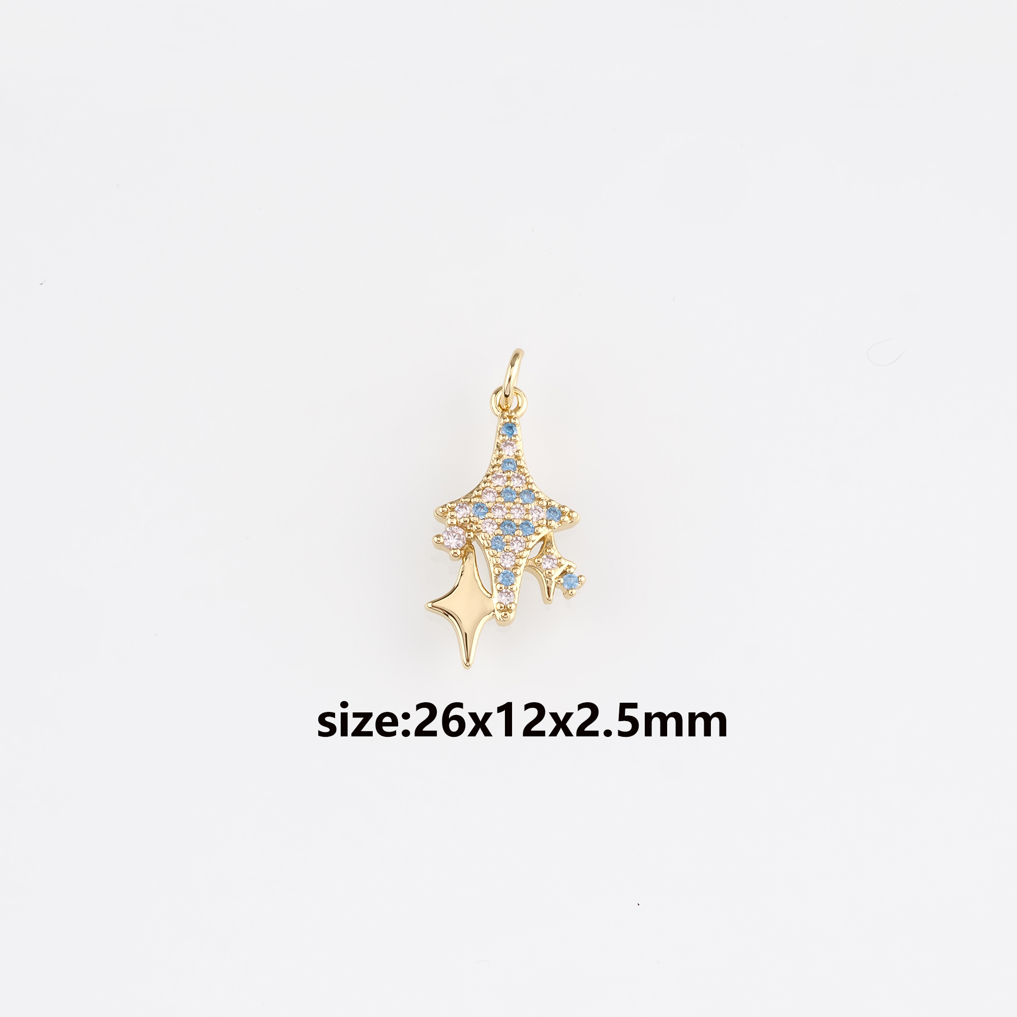 18K Gold Filled Star Pendant,CZ Micro Pave Celestial Charm Earrings Necklace for DIY Jewelry Making Supply