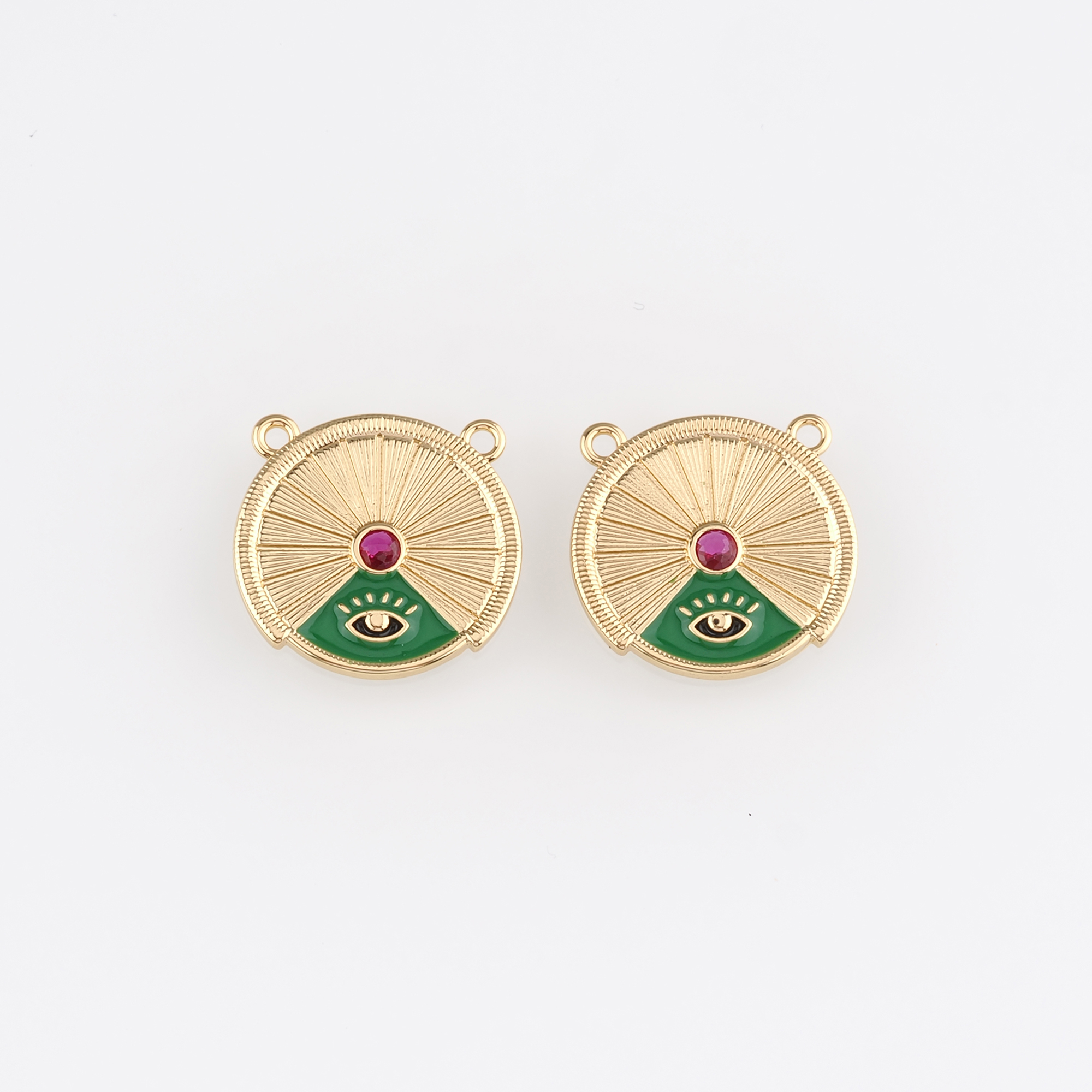 18K Gold Filled Evil Eye Pendant,Enamel Evil Eye Charm Earrings Necklace for DIY Jewelry Making Supply