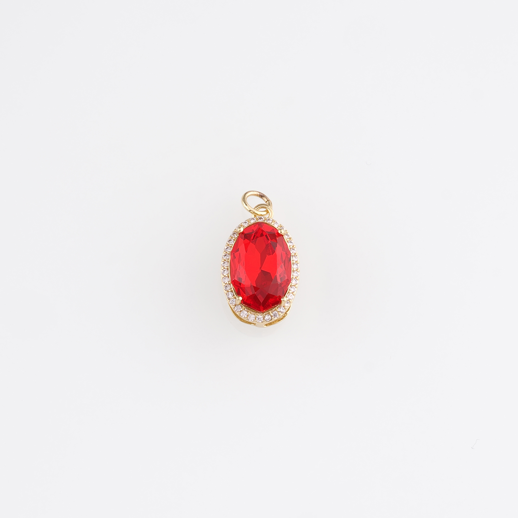 18K Gold Filled Oval Pendant,Crystal Oval Charm Earrings Necklace for DIY Jewelry Making Supply