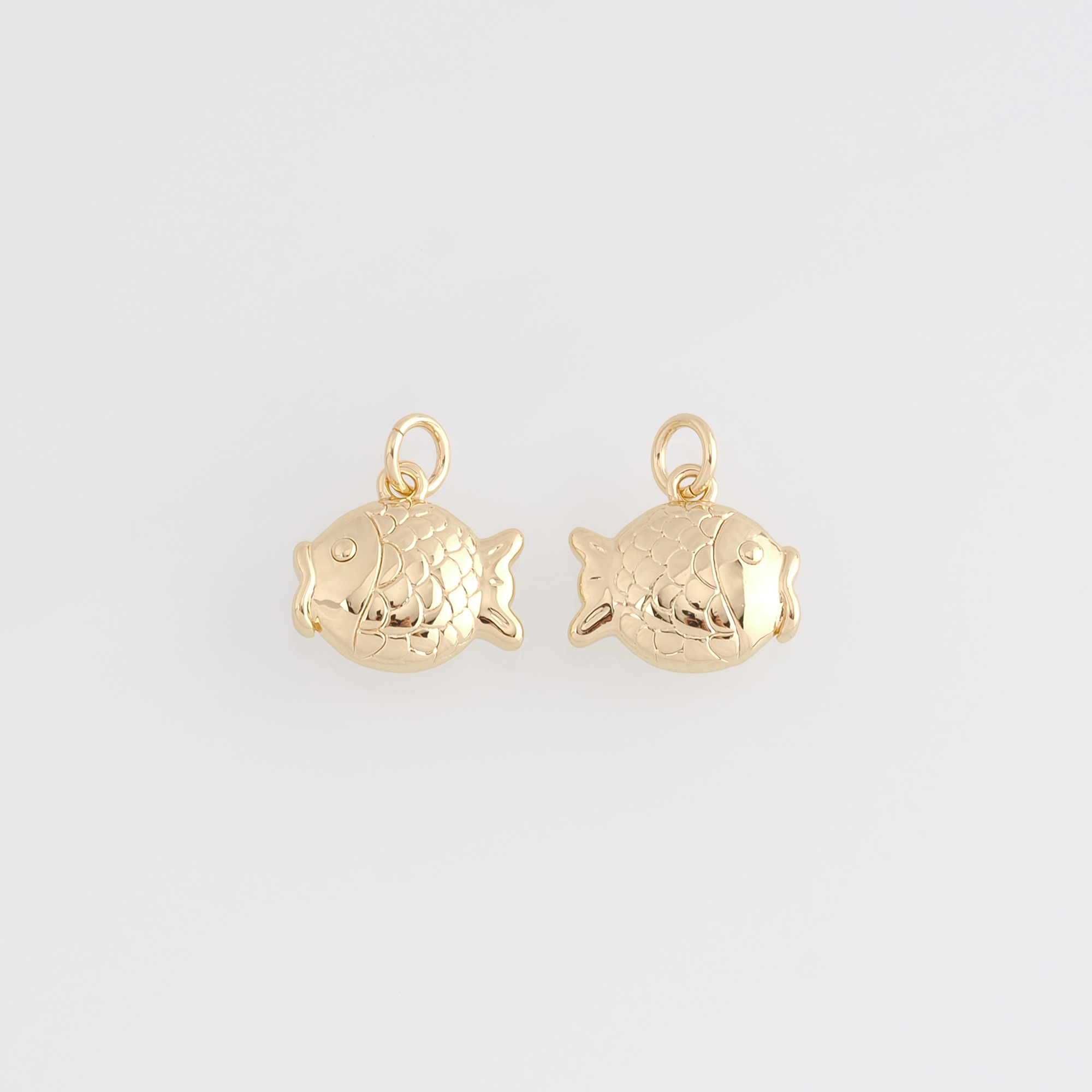 18K Gold Filled Fish Pendant,Ocean Fish Charm Earrings Necklace for DIY Jewelry Making Supply