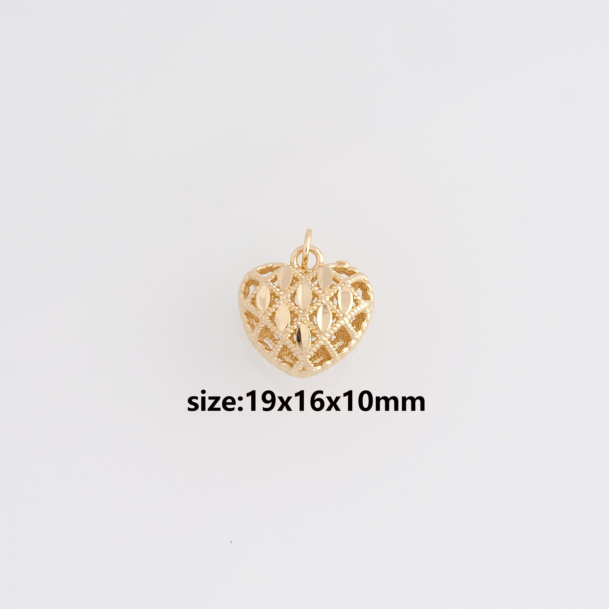 18K Gold Filled Heart Pendant,Heart Charm Earrings Necklace for DIY Jewelry Making Supply