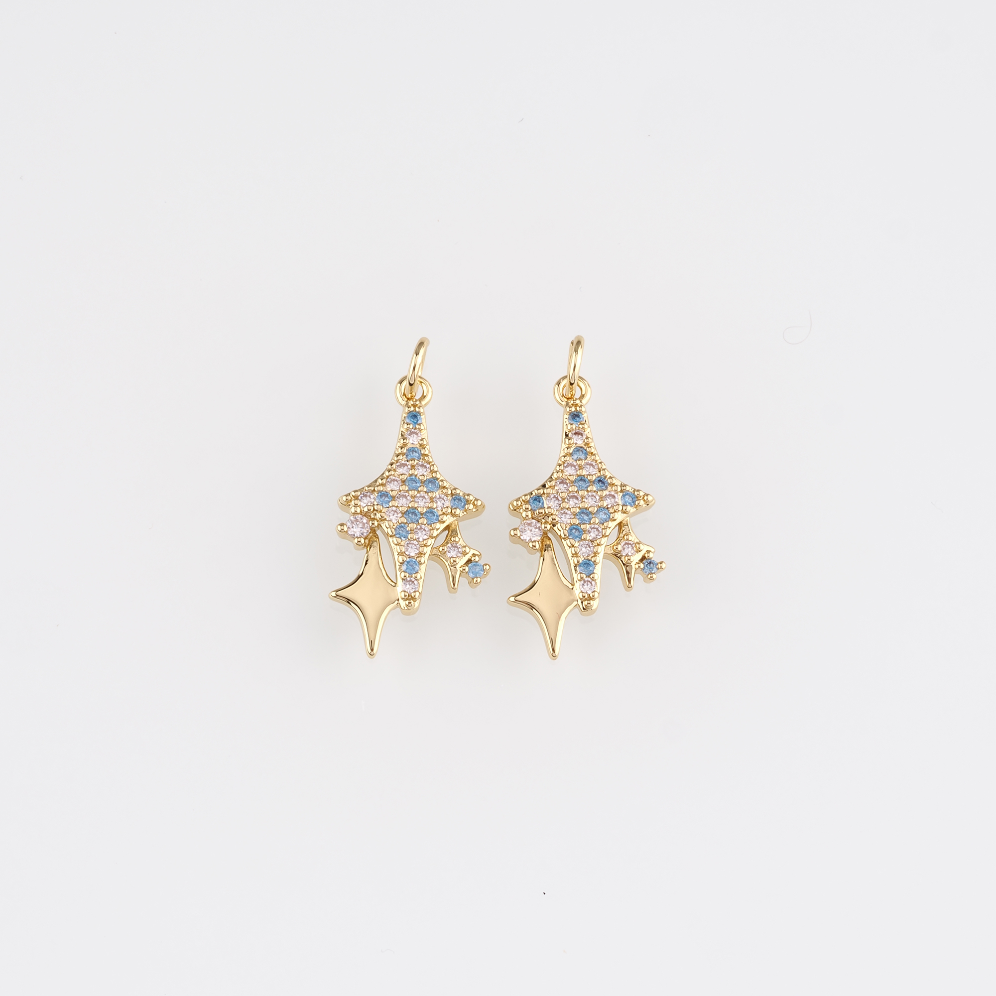 18K Gold Filled Star Pendant,CZ Micro Pave Celestial Charm Earrings Necklace for DIY Jewelry Making Supply
