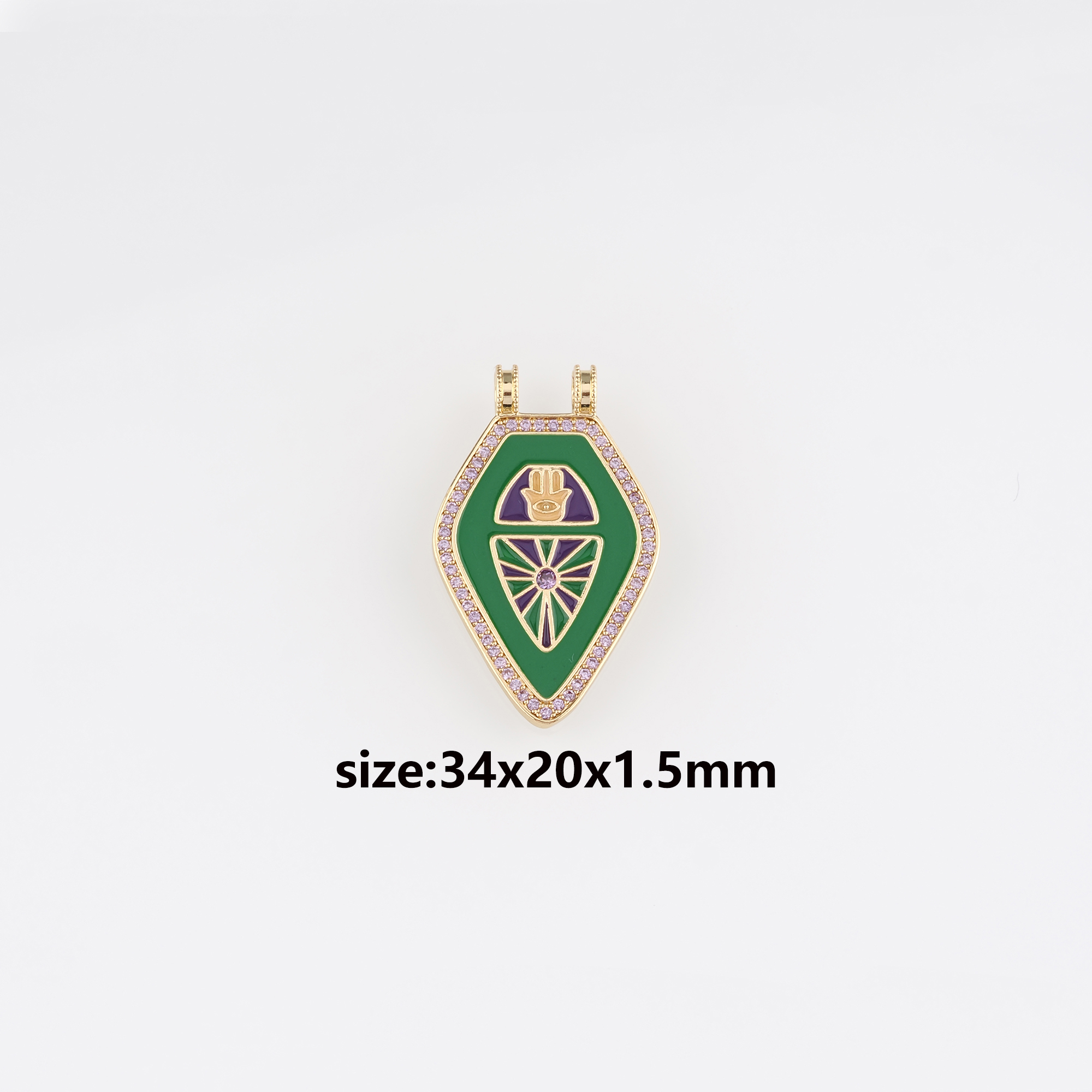 18K Gold Filled Hamsa Pendant,Enamel Hamsa Charm Earrings Necklace for DIY Jewelry Making Supply