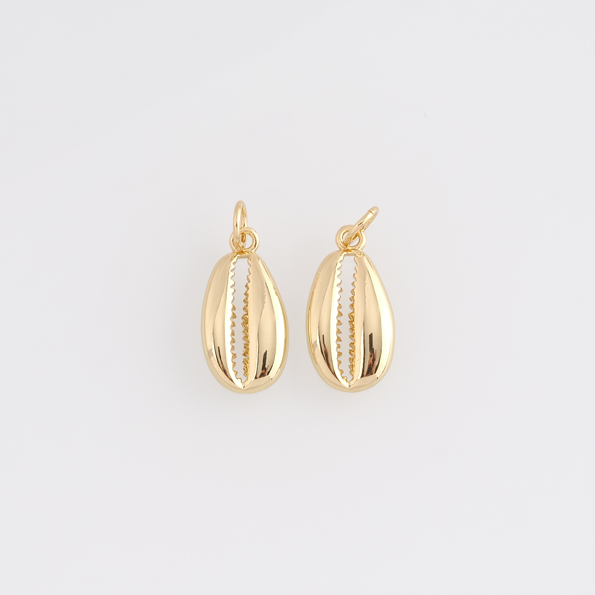 18K Gold Filled Cowrie Shell Pendant,Shell Charm Earrings Necklace for DIY Jewelry Making Supply