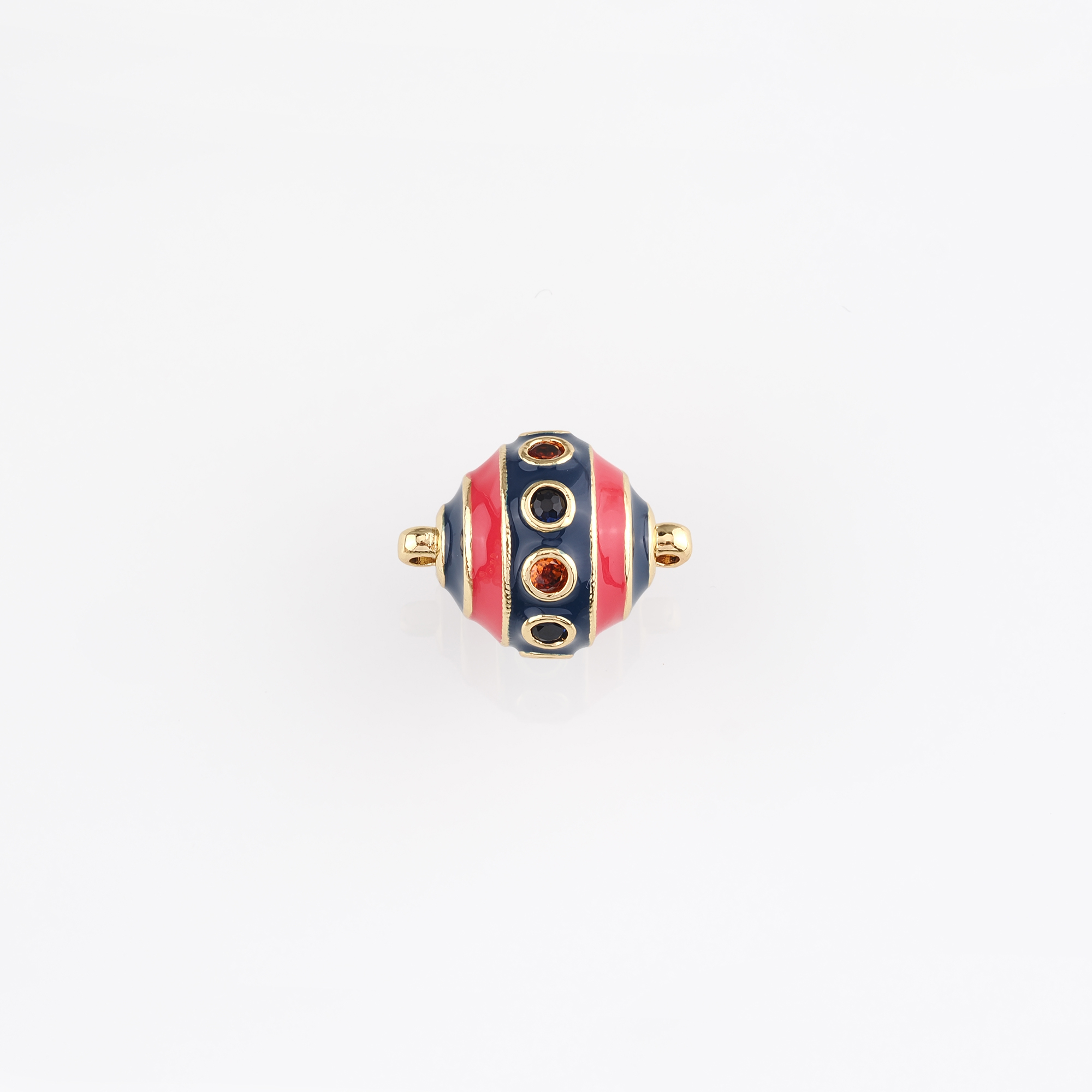 18K Gold Filled Round Connector,Enamel Round Charm Necklace Bracelet for DIY Jewelry Making Supply