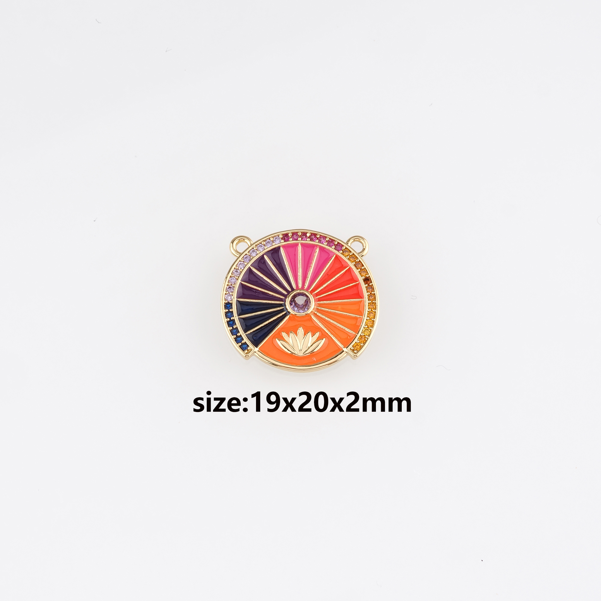 18K Gold Filled Lotus Pendant,Enamel Lotus Charm Earrings Necklace for DIY Jewelry Making Supply