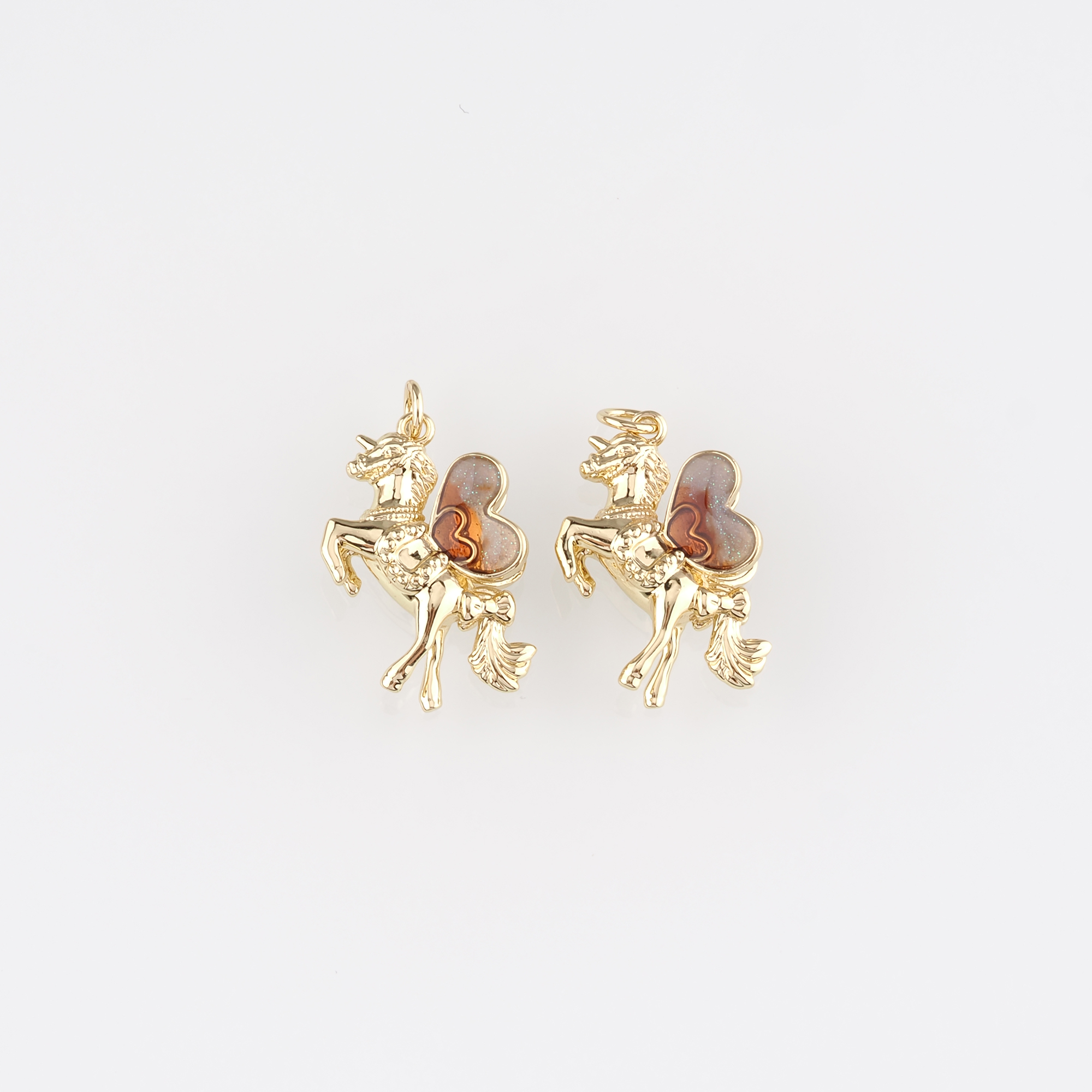 18K Gold Filled Unicorn Pendant,Enamel Unicorn Charm Earrings Necklace for DIY Jewelry Making Supply