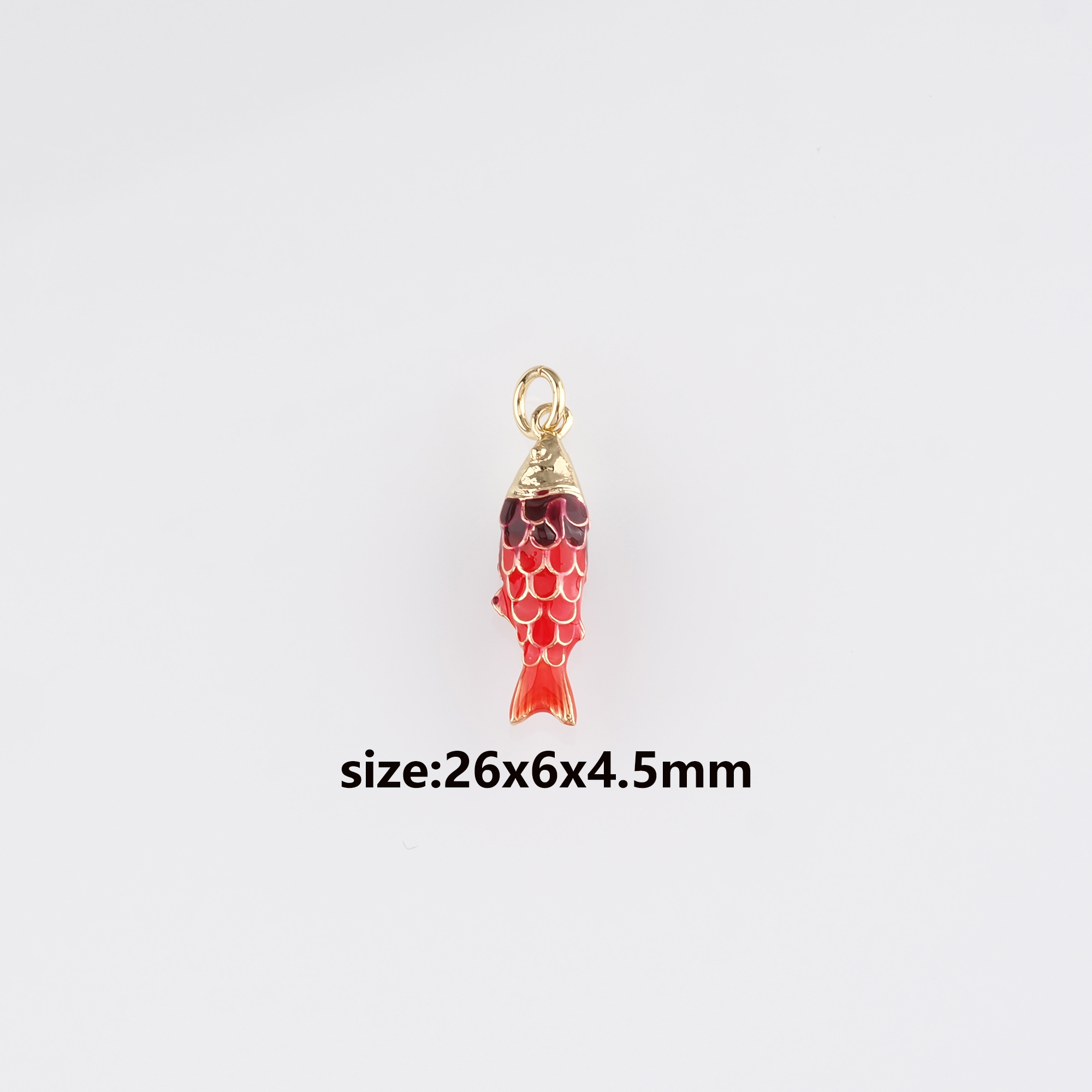 18K Gold Filled Fish Pendant,Enamel Ocean Fish Charm Earrings Necklace for DIY Jewelry Making Supply