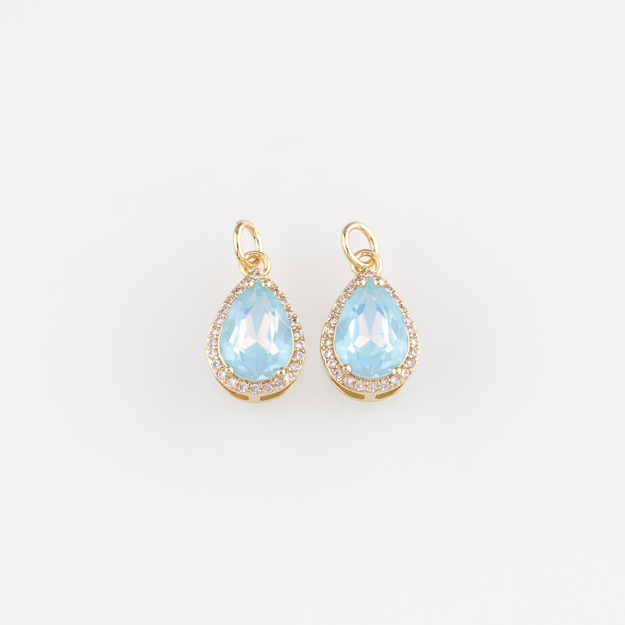 18K Gold Filled Teardrop Pendant,Crystal Water Drop Charm Earrings Necklace for DIY Jewelry Making Supply