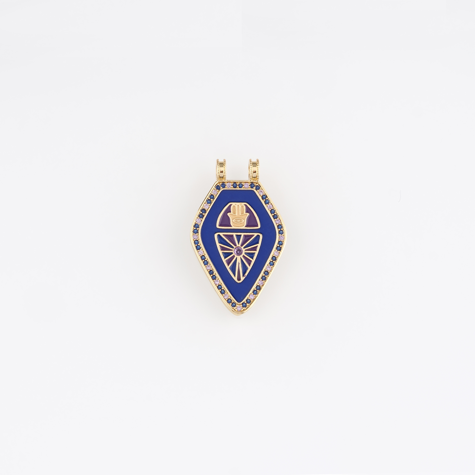 18K Gold Filled Hamsa Pendant,Enamel Hamsa Charm Earrings Necklace for DIY Jewelry Making Supply