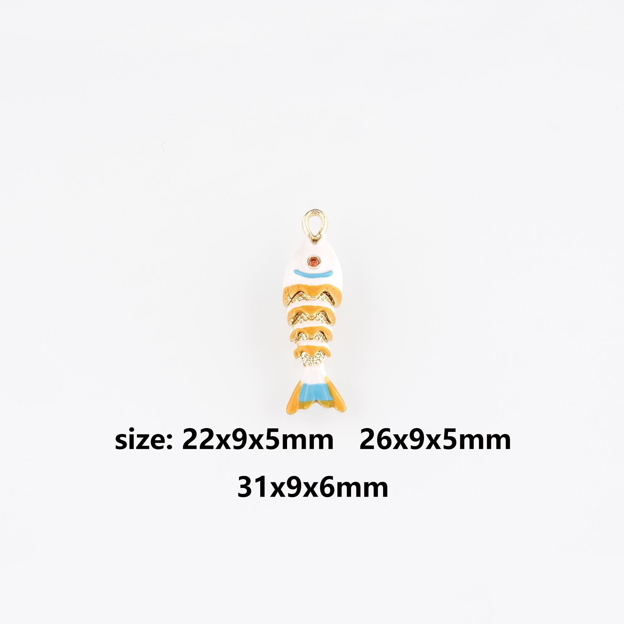 18K Gold Filled Fish Pendant,Enamel Ocean Fish Charm Earrings Necklace for DIY Jewelry Making Supply