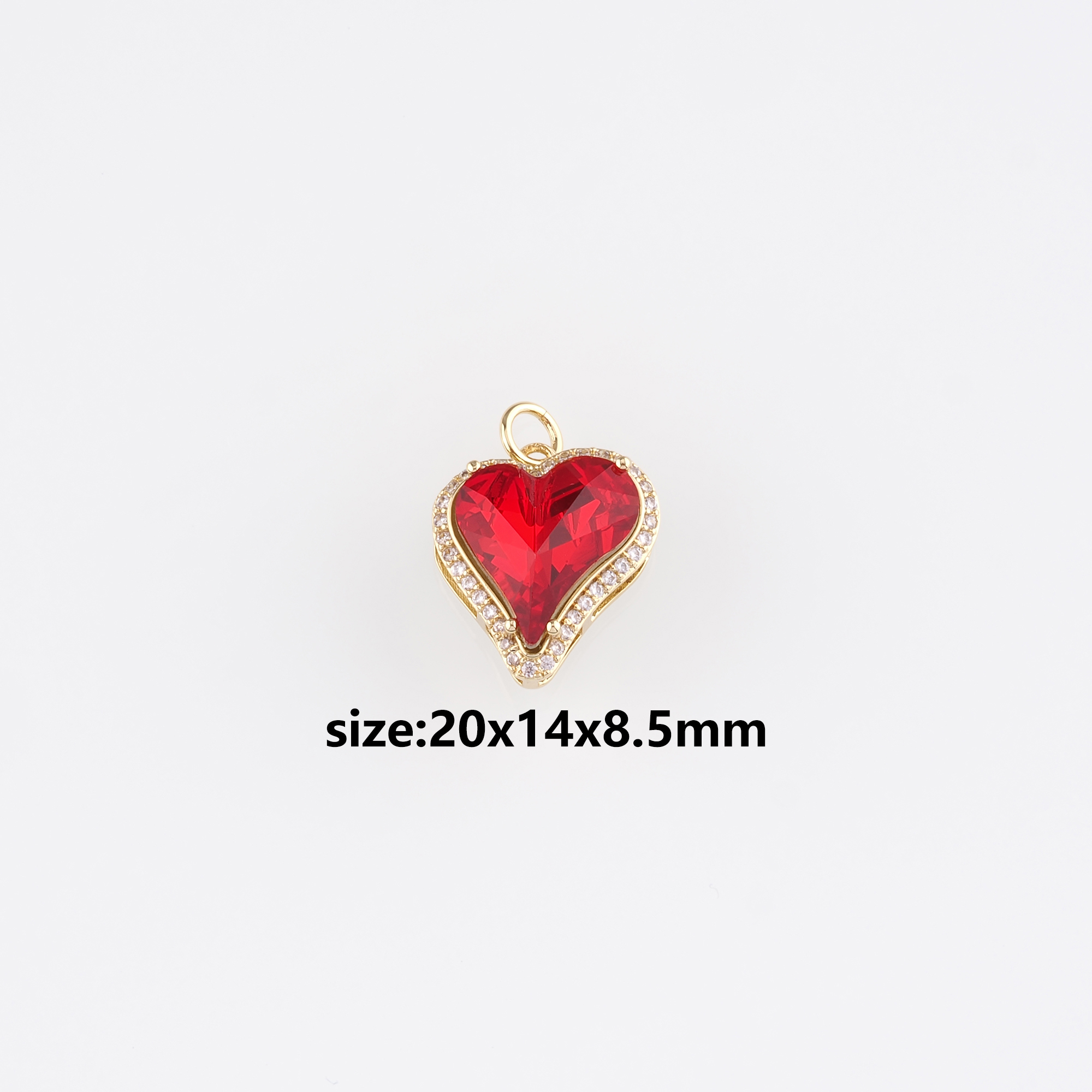 18K Gold Filled Heart Pendant,Crystal Heart Charm Earrings Necklace for DIY Jewelry Making Supply