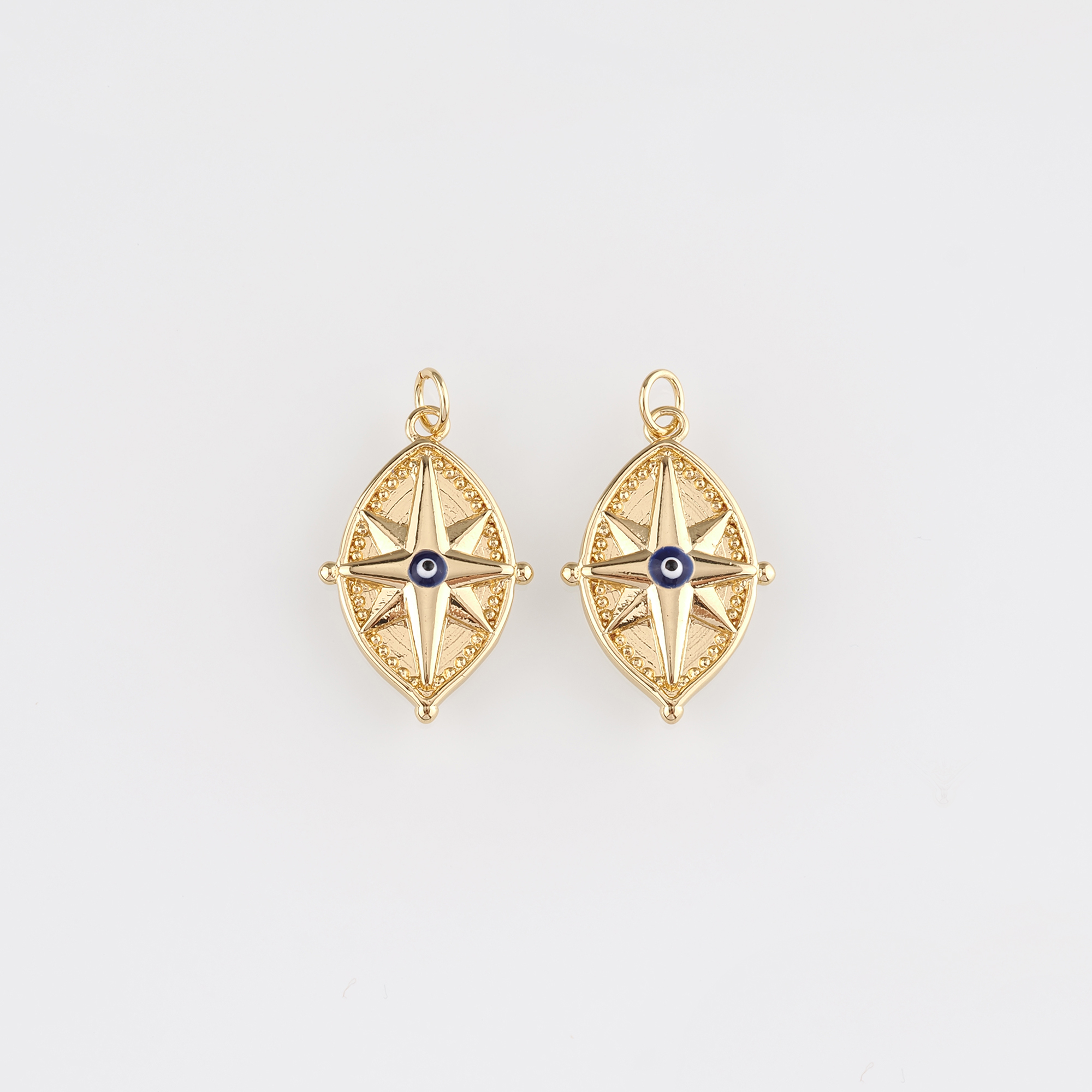 18K Gold Filled Evil Eye Pendant,Enamel Evil Eye Charm Earrings Necklace for DIY Jewelry Making Supply