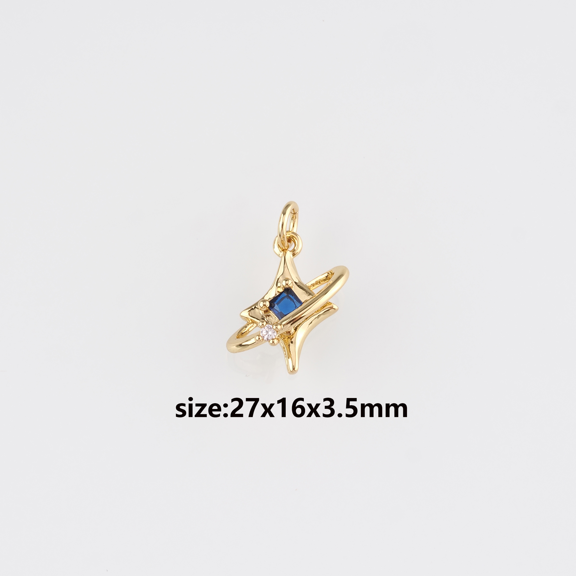 18K Gold Filled Star Pendant,CZ Micro Pave Celestial Charm Earrings Necklace for DIY Jewelry Making Supply