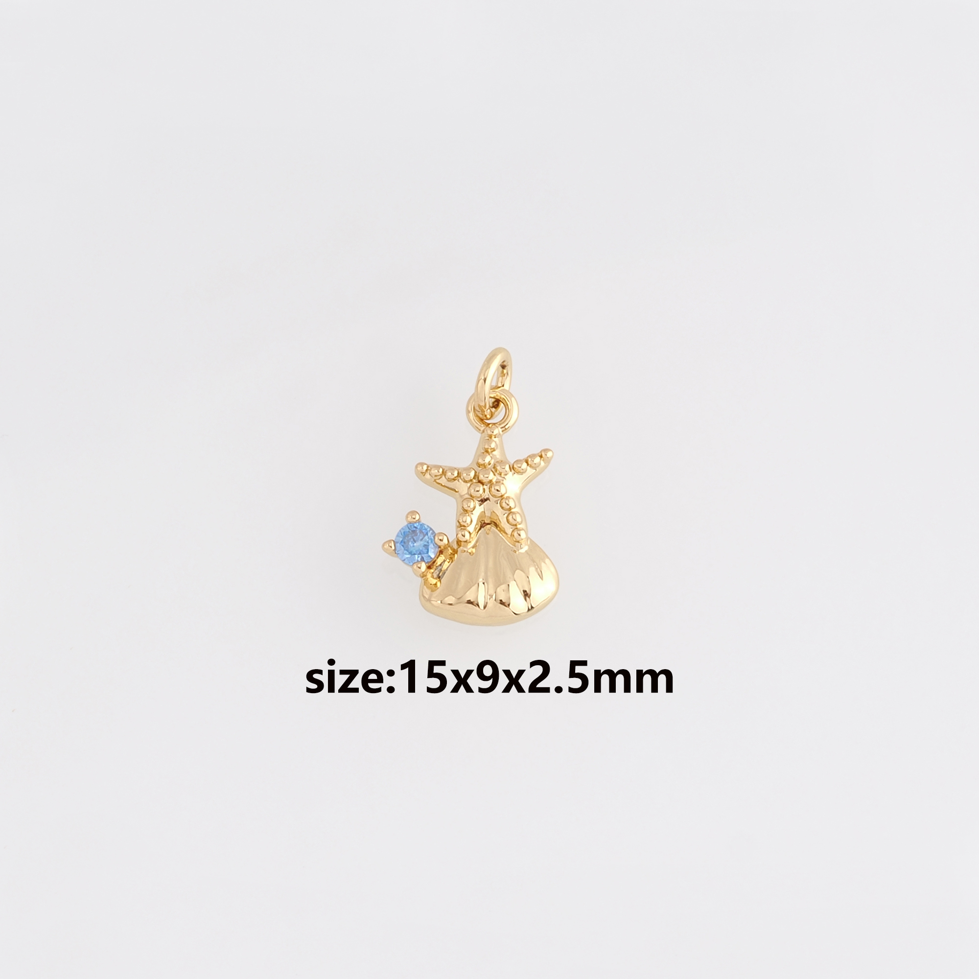 18K Gold Filled Starfish Pendant,Starfish Shell Charm Earrings Necklace for DIY Jewelry Making Supply