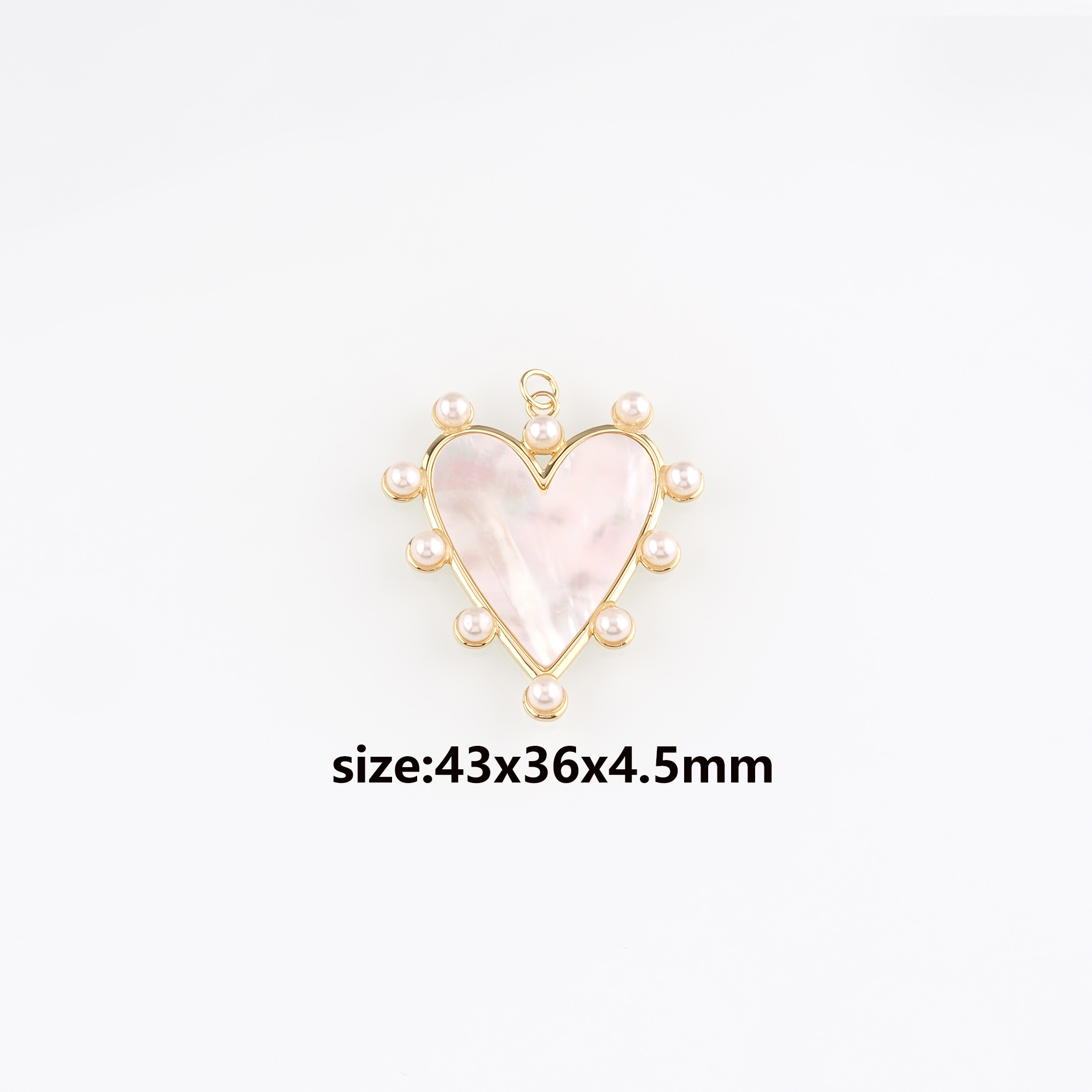 18K Gold Filled Heart Pendant,Shell Heart Charm Earrings Necklace for DIY Jewelry Making Supply
