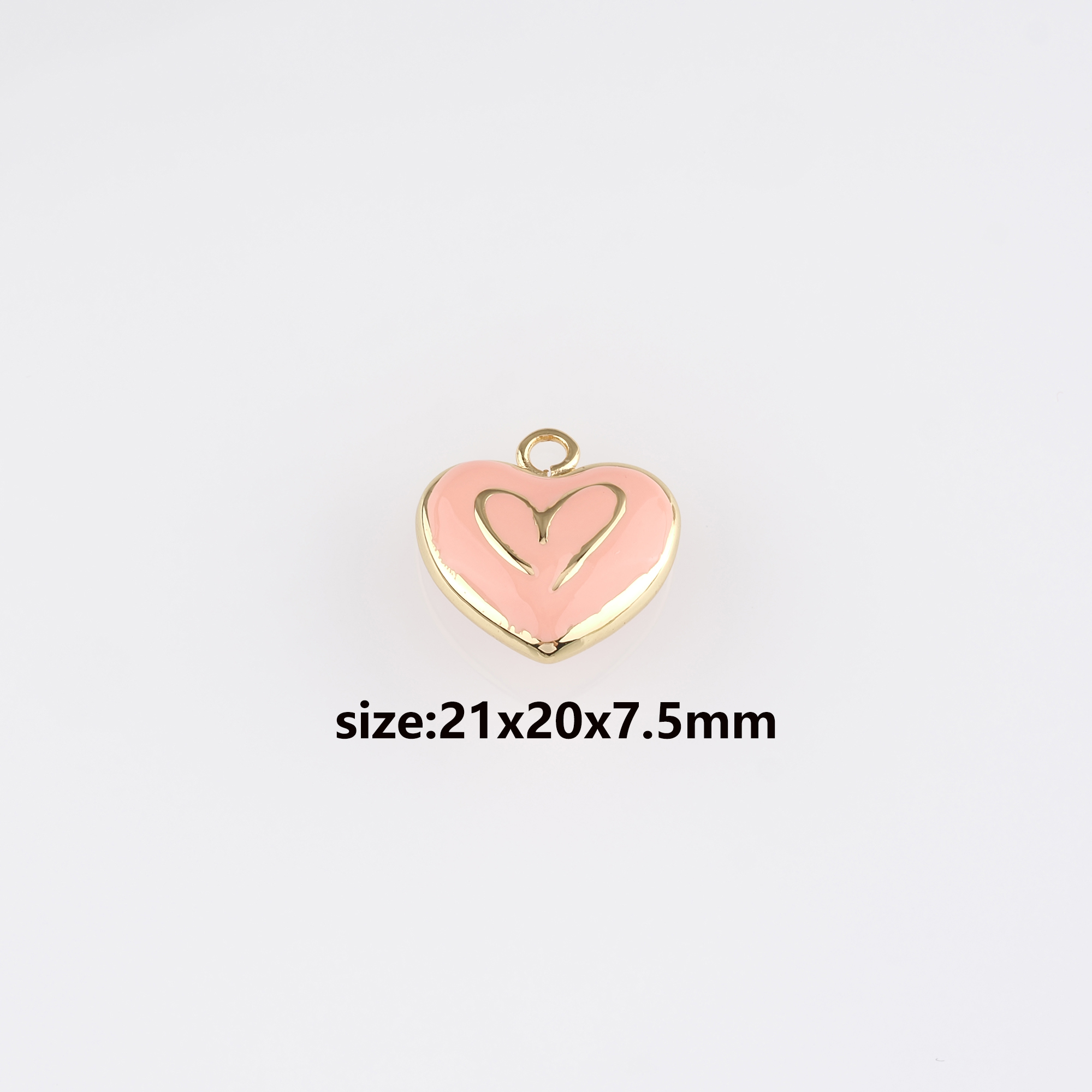 18K Gold Filled Heart Pendant,Enamel Heart Charm Earrings Necklace for DIY Jewelry Making Supply