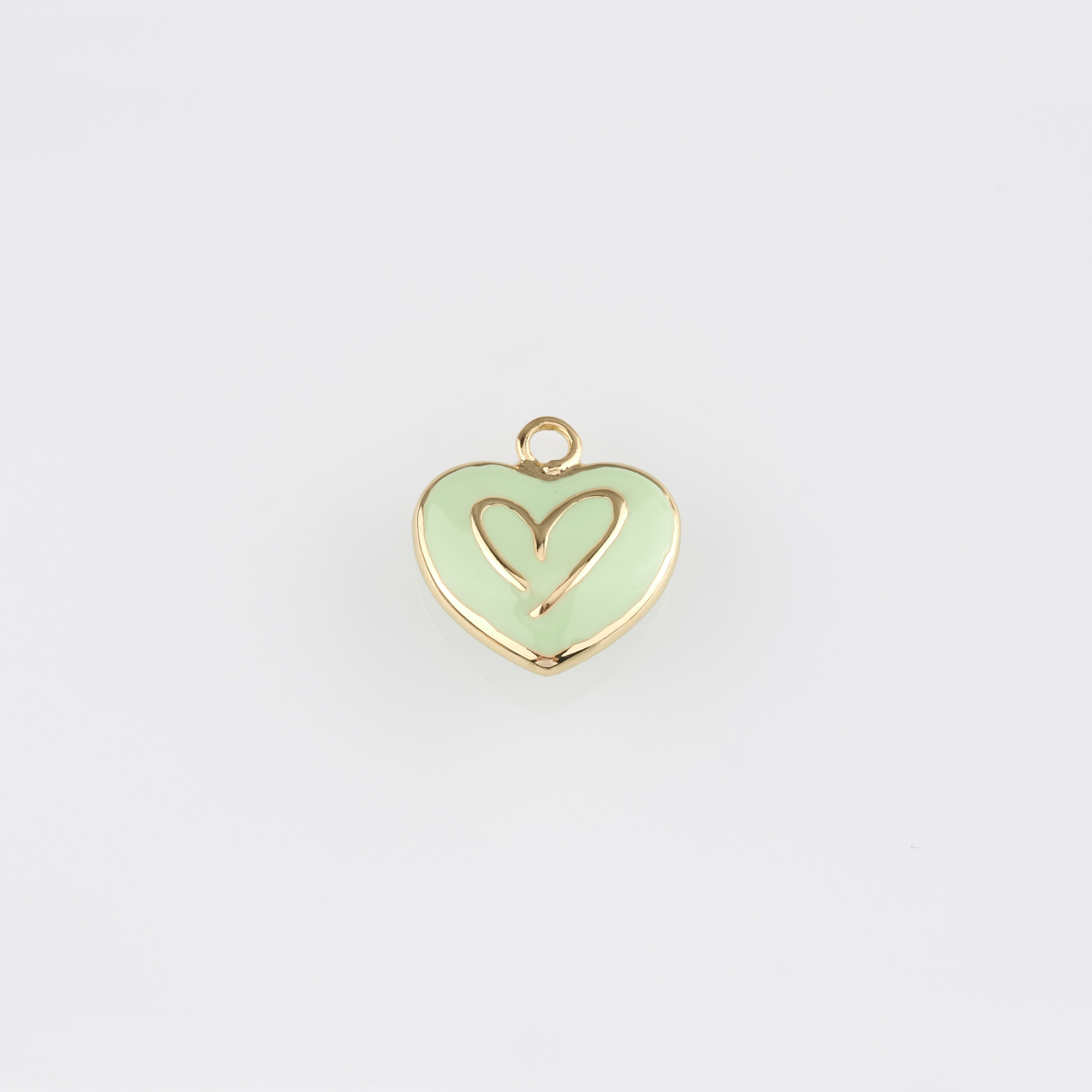 18K Gold Filled Heart Pendant,Enamel Heart Charm Earrings Necklace for DIY Jewelry Making Supply