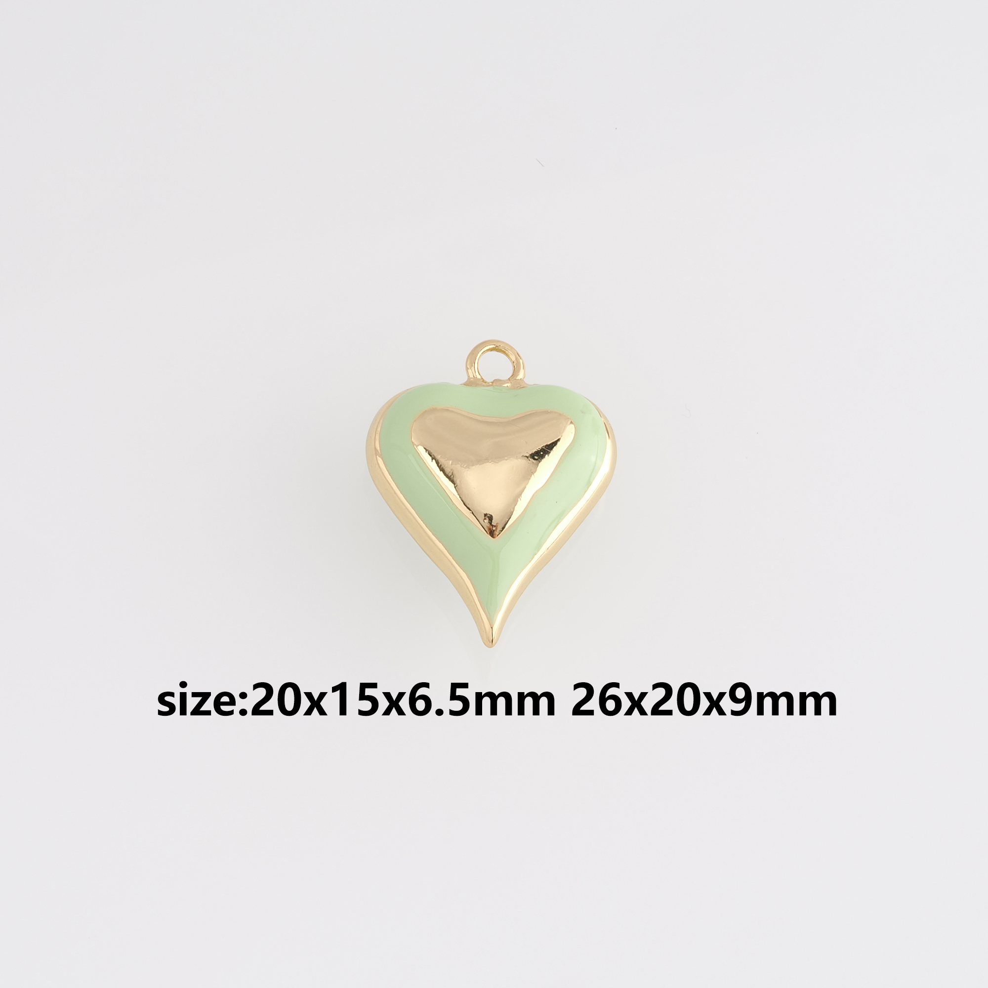 18K Gold Filled Heart Pendant,Enamel Heart Charm Earrings Necklace for DIY Jewelry Making Supply