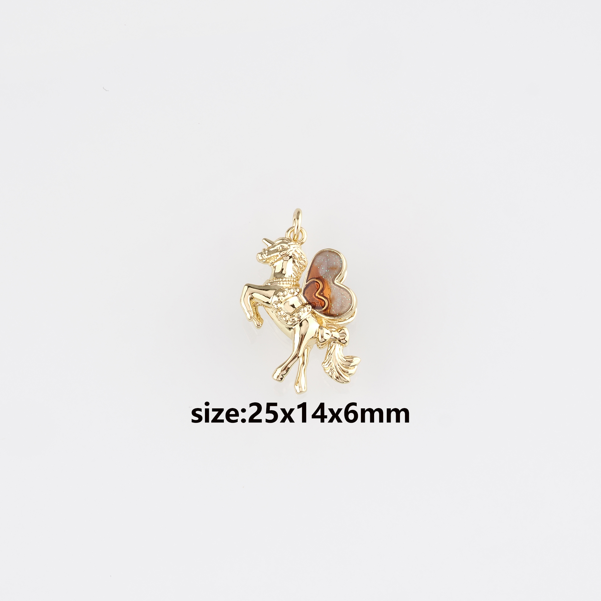 18K Gold Filled Unicorn Pendant,Enamel Unicorn Charm Earrings Necklace for DIY Jewelry Making Supply