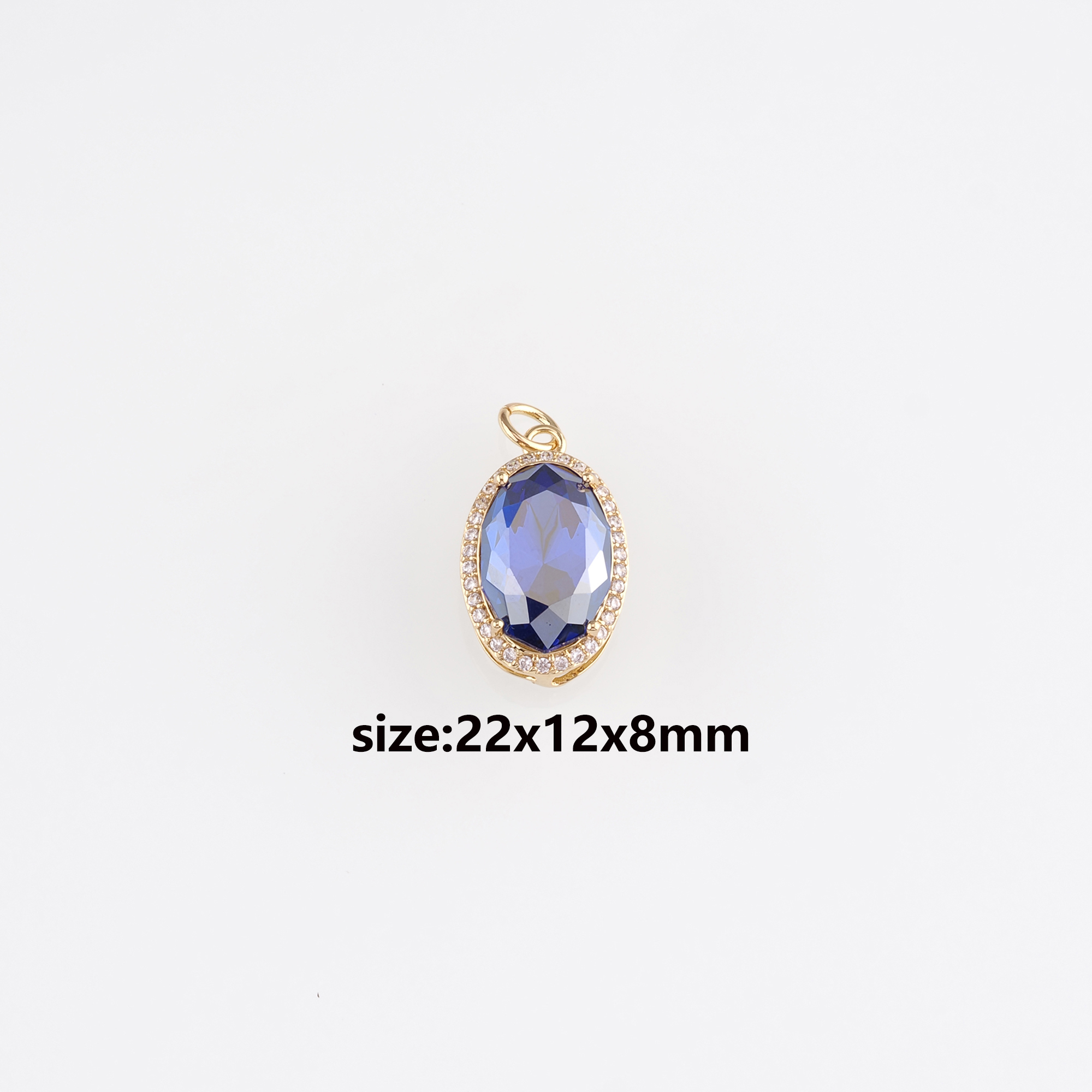 18K Gold Filled Oval Pendant,Crystal Oval Charm Earrings Necklace for DIY Jewelry Making Supply