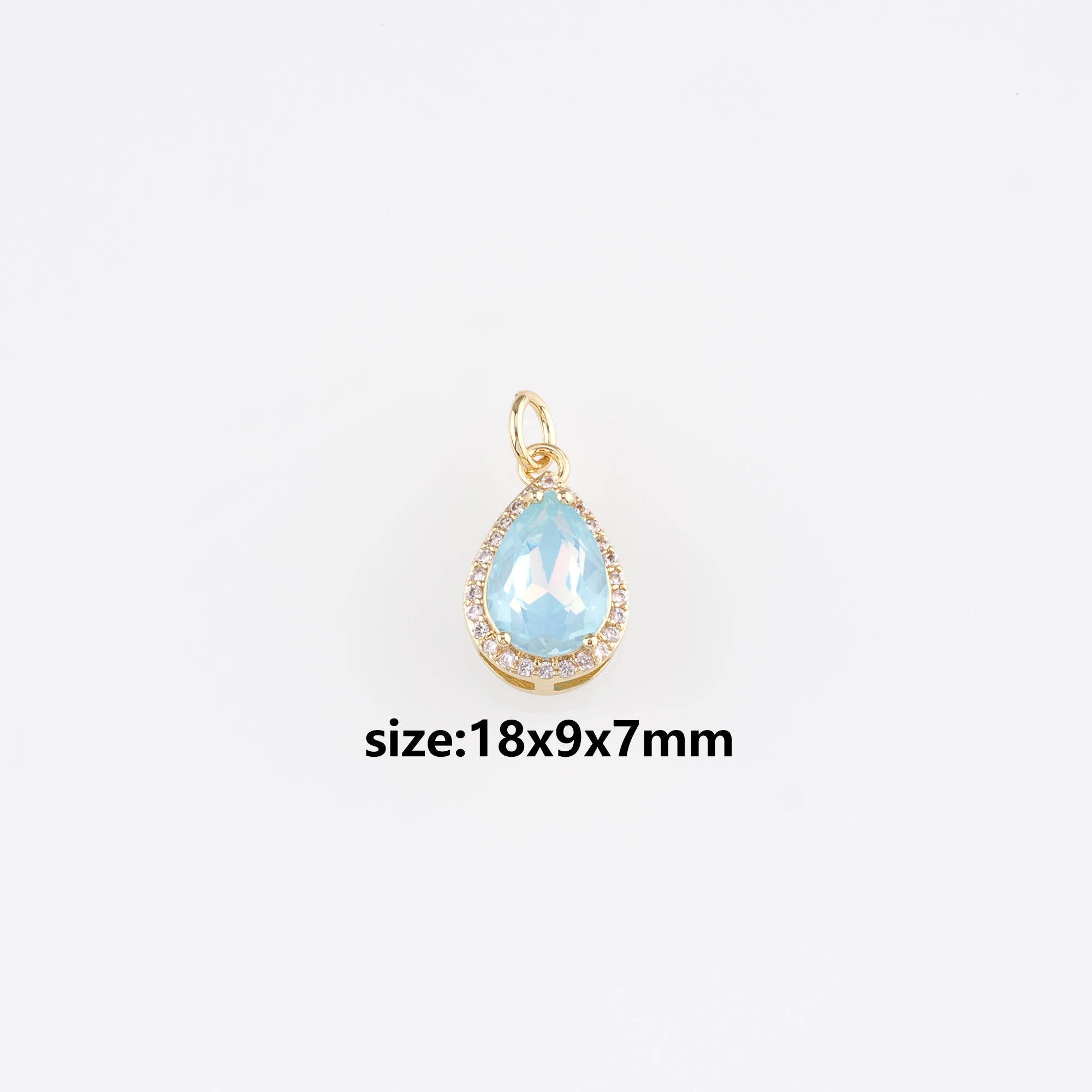 18K Gold Filled Teardrop Pendant,Crystal Water Drop Charm Earrings Necklace for DIY Jewelry Making Supply