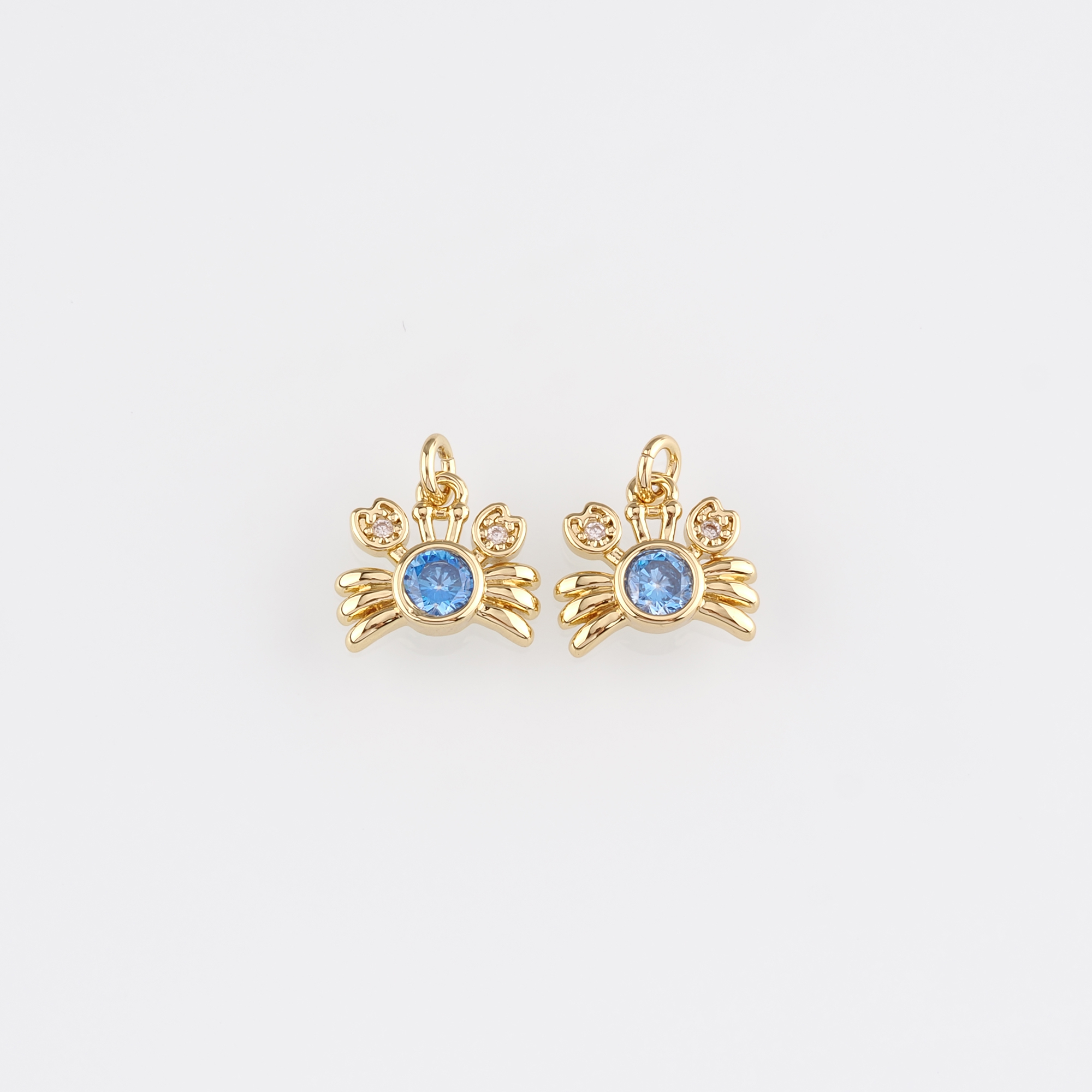 18K Gold Filled Crab Pendant,CZ Micro Pave Cancer Charm Earrings Necklace for DIY Jewelry Making Supply