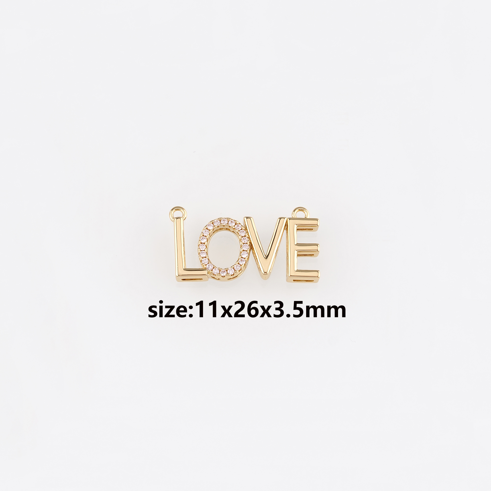 18K Gold Filled Love Pendant,CZ Micro Pave Love Charm Earrings Necklace for DIY Jewelry Making Supply