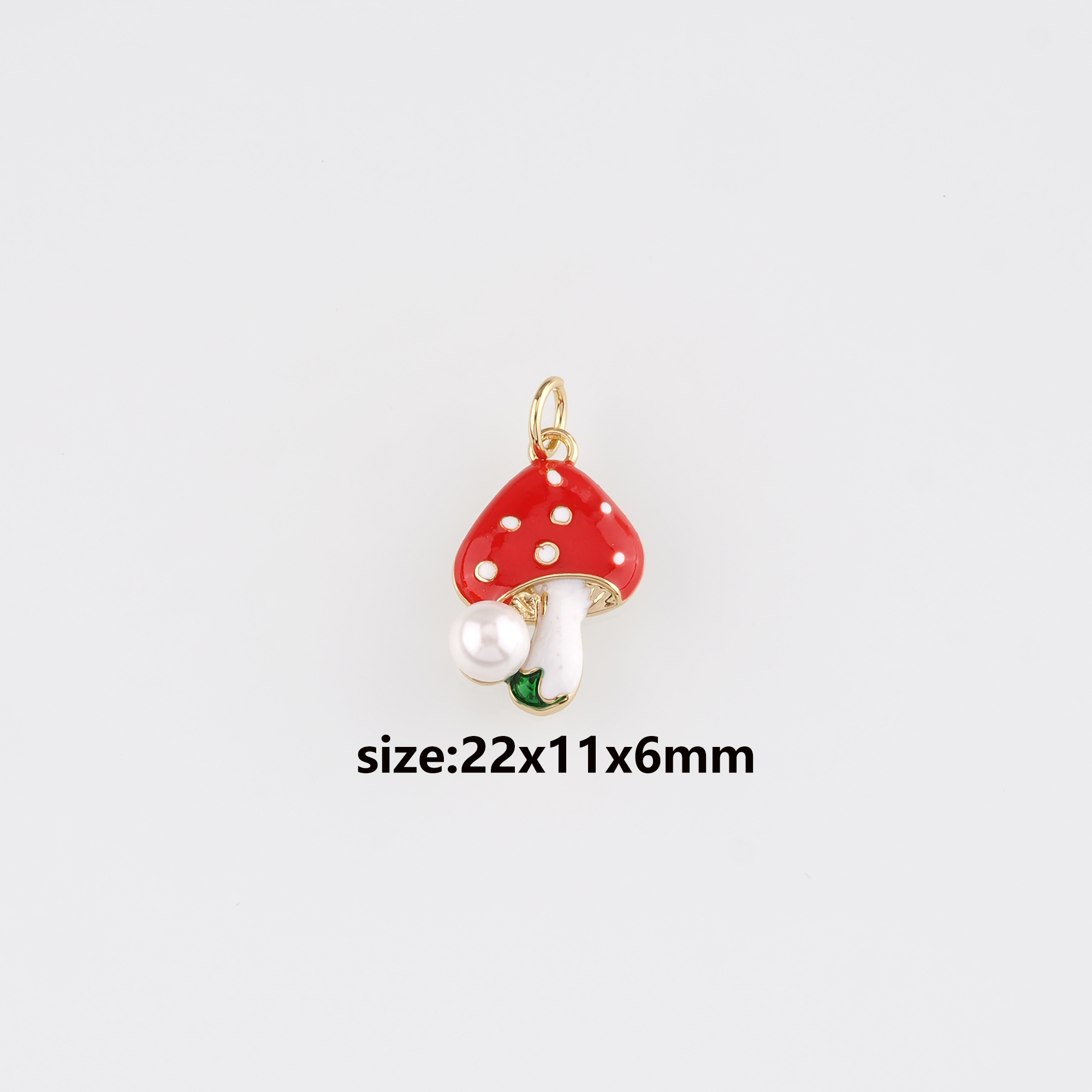 18K Gold Filled Toadstool Pendant,Enamel Mushroom Charm Earrings Necklace for DIY Jewelry Making Supply