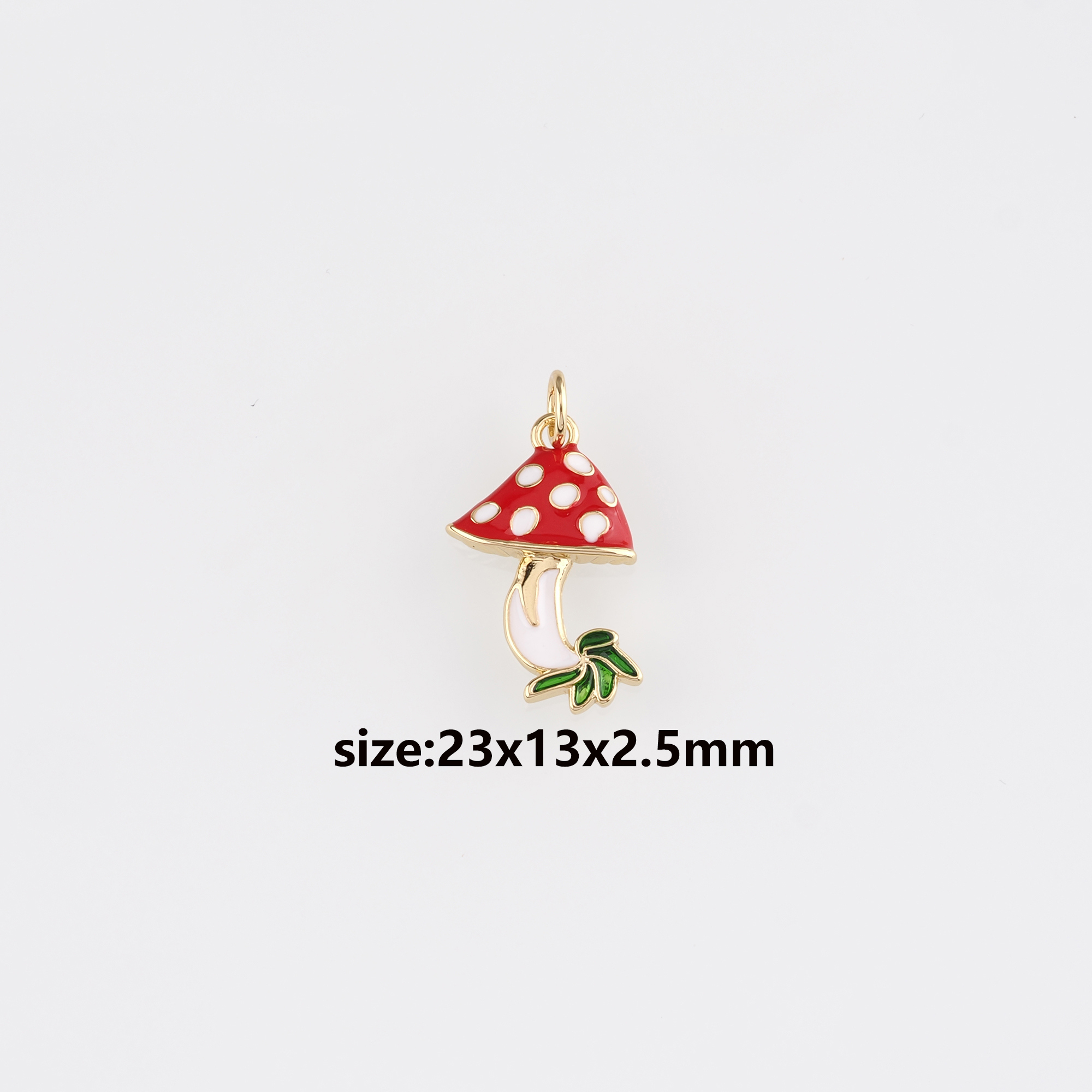 18K Gold Filled Mushroom Pendant,Enamel Mushroom Charm Earrings Necklace for DIY Jewelry Making Supply