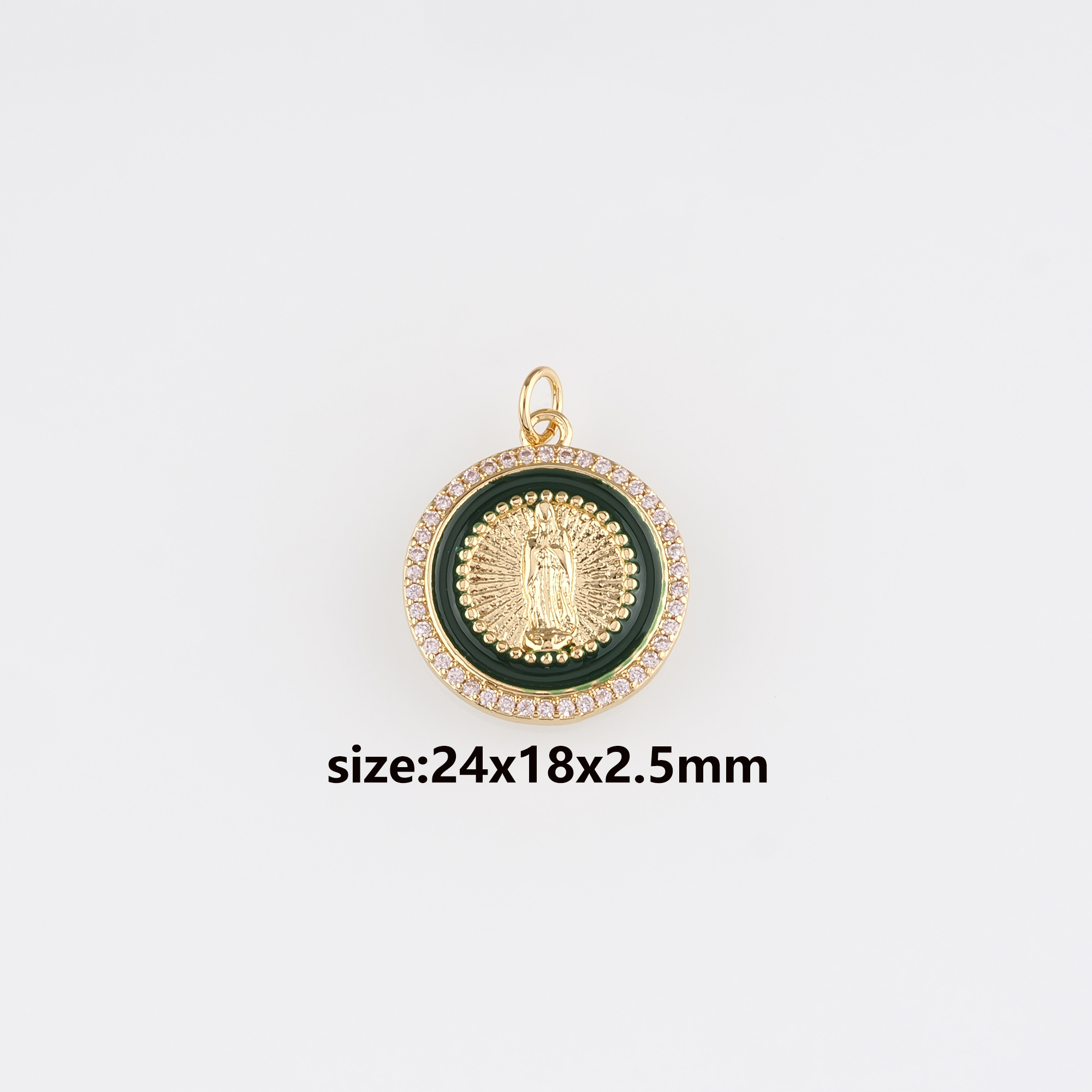 18K Gold Filled Virgin Mary Pendant,CZ Micro Pave Religious Charm Earrings Necklace for DIY Jewelry Making Supply