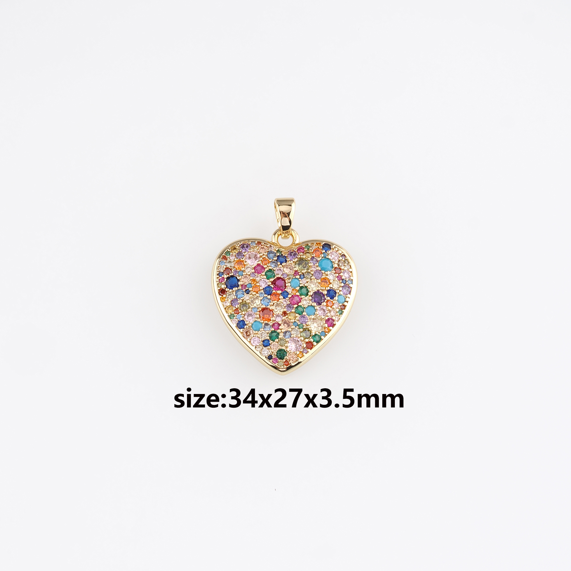 18K Gold Filled Heart Pendant,CZ Micro Pave Heart Charm Earrings Necklace for DIY Jewelry Making Supply