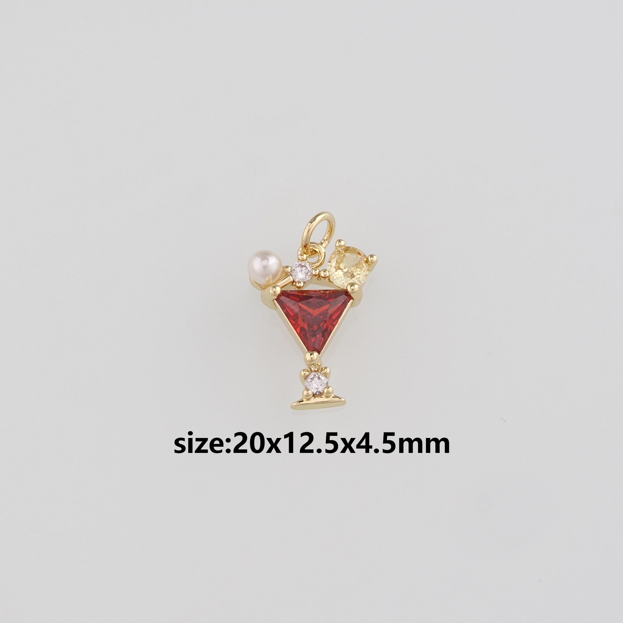 18K Gold Filled Wine Glass Pendant,CZ Micro Pave Wine Glass Charm Earrings Necklace for DIY Jewelry Making Supply