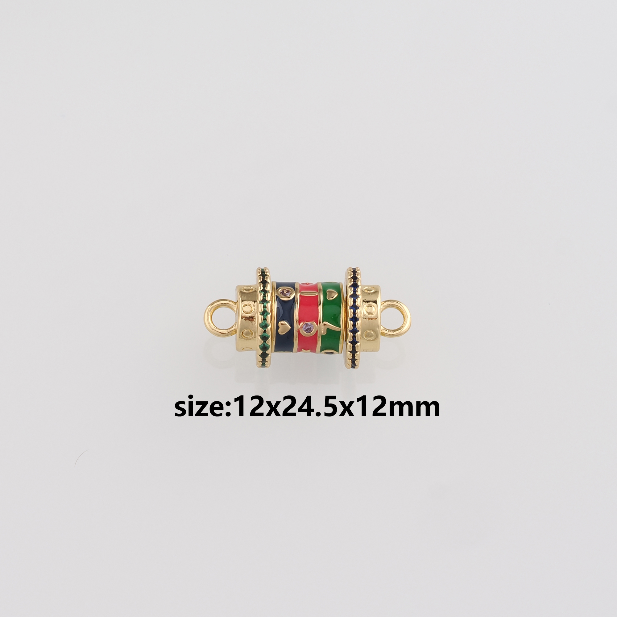 18K Gold Filled Cylinder Connector,Enamel Cylinder Charm Necklace Bracelet for DIY Jewelry Making Supply