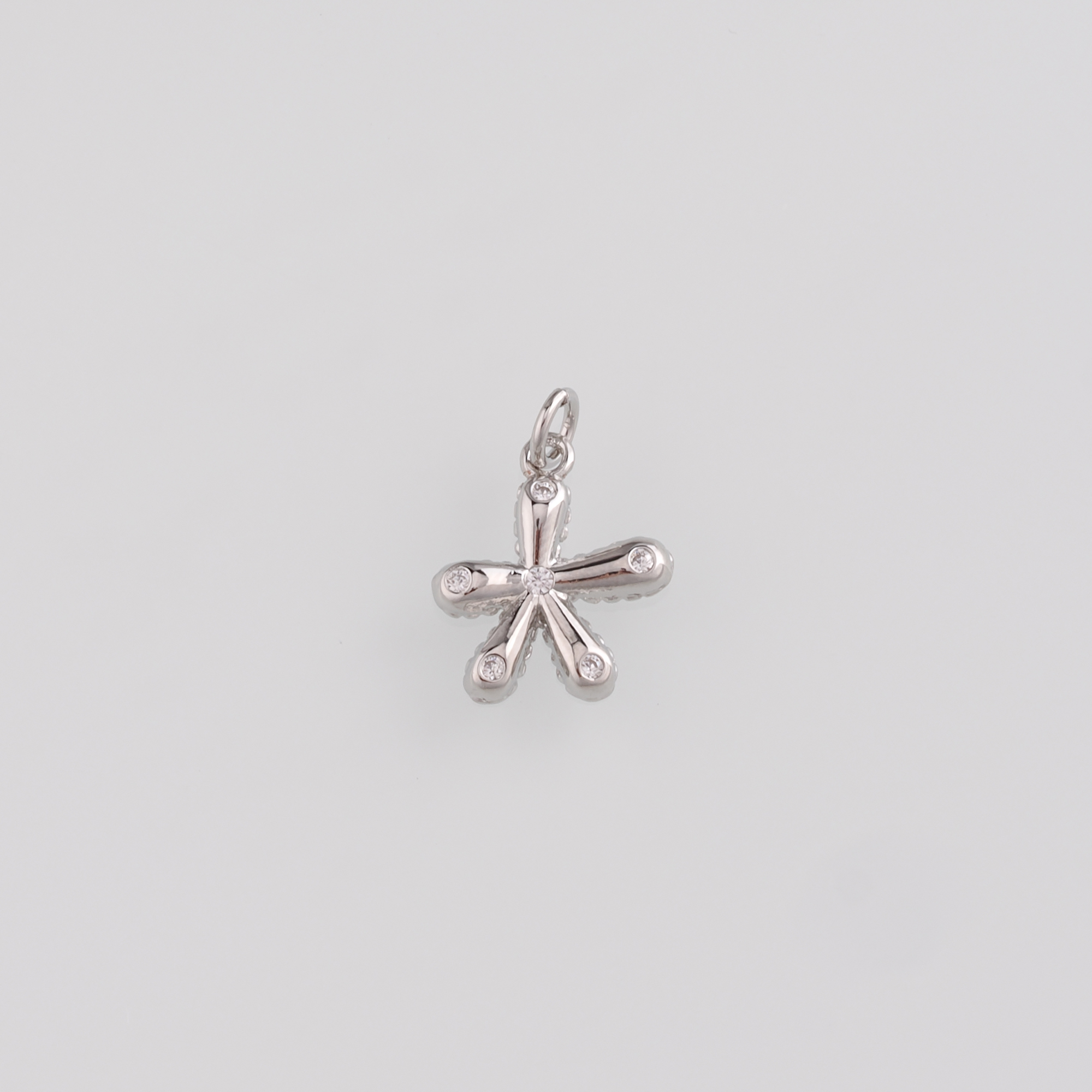 18K Gold Filled Flower Pendant,CZ Micro Pave Flower Charm Earrings Necklace for DIY Jewelry Making Supply