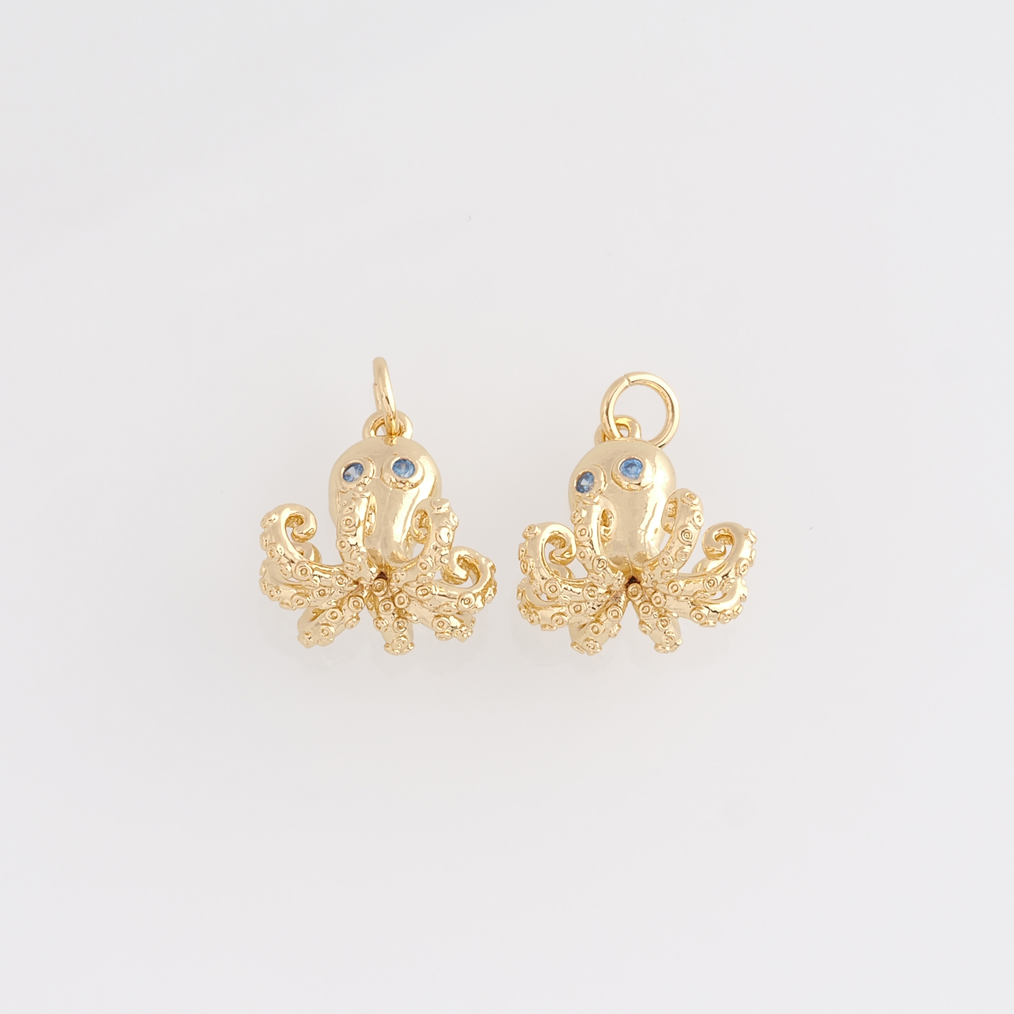 18K Gold Filled Octopus Pendant,CZ Micro Pave Octopus Charm Earrings Necklace for DIY Jewelry Making Supply