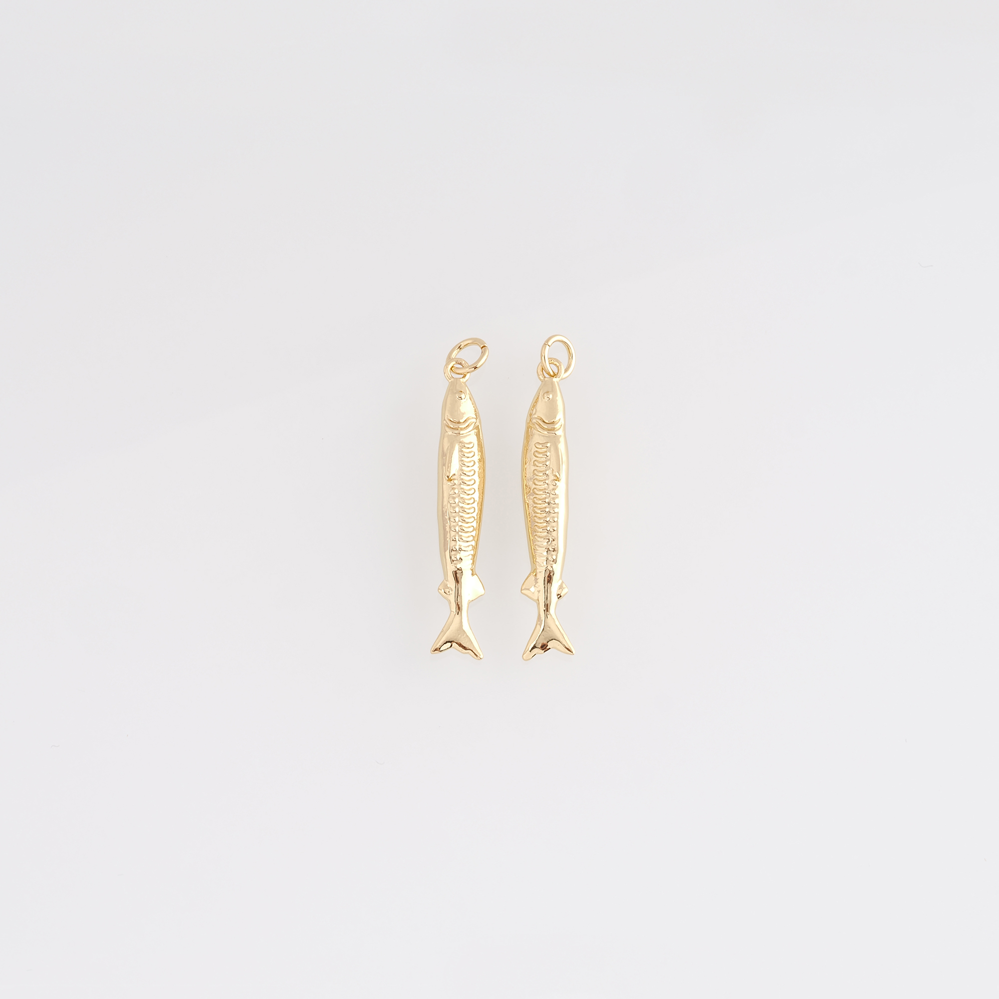 18K Gold Filled Fish Pendant,Ocean Fish Charm Earrings Necklace for DIY Jewelry Making Supply