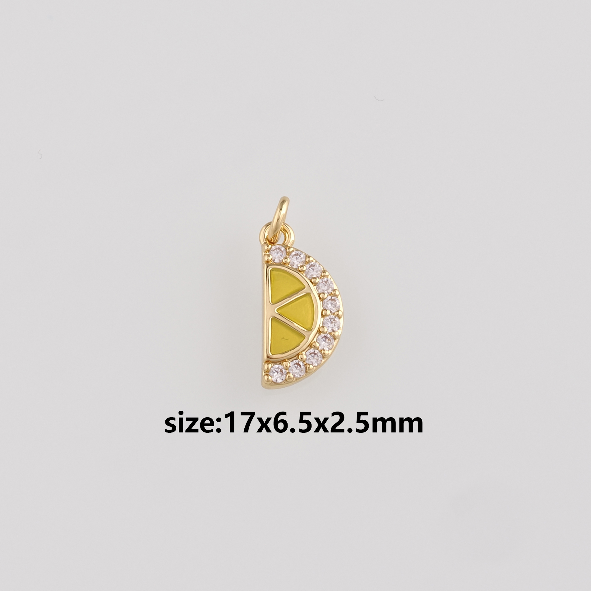 18K Gold Filled Lemon Slice Pendant,CZ Micro Pave Fruit Charm Earrings Necklace for DIY Jewelry Making Supply