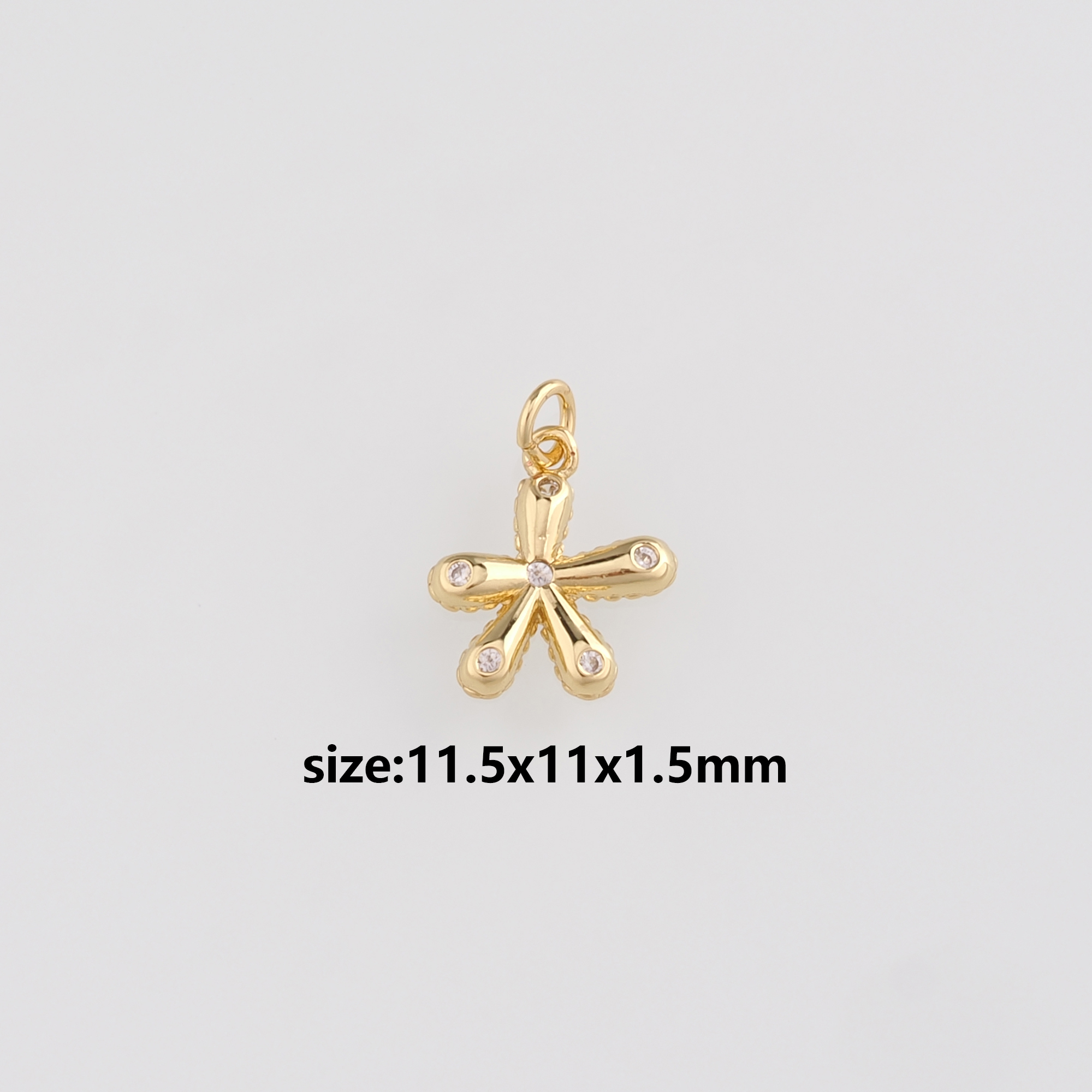 18K Gold Filled Flower Pendant,CZ Micro Pave Flower Charm Earrings Necklace for DIY Jewelry Making Supply