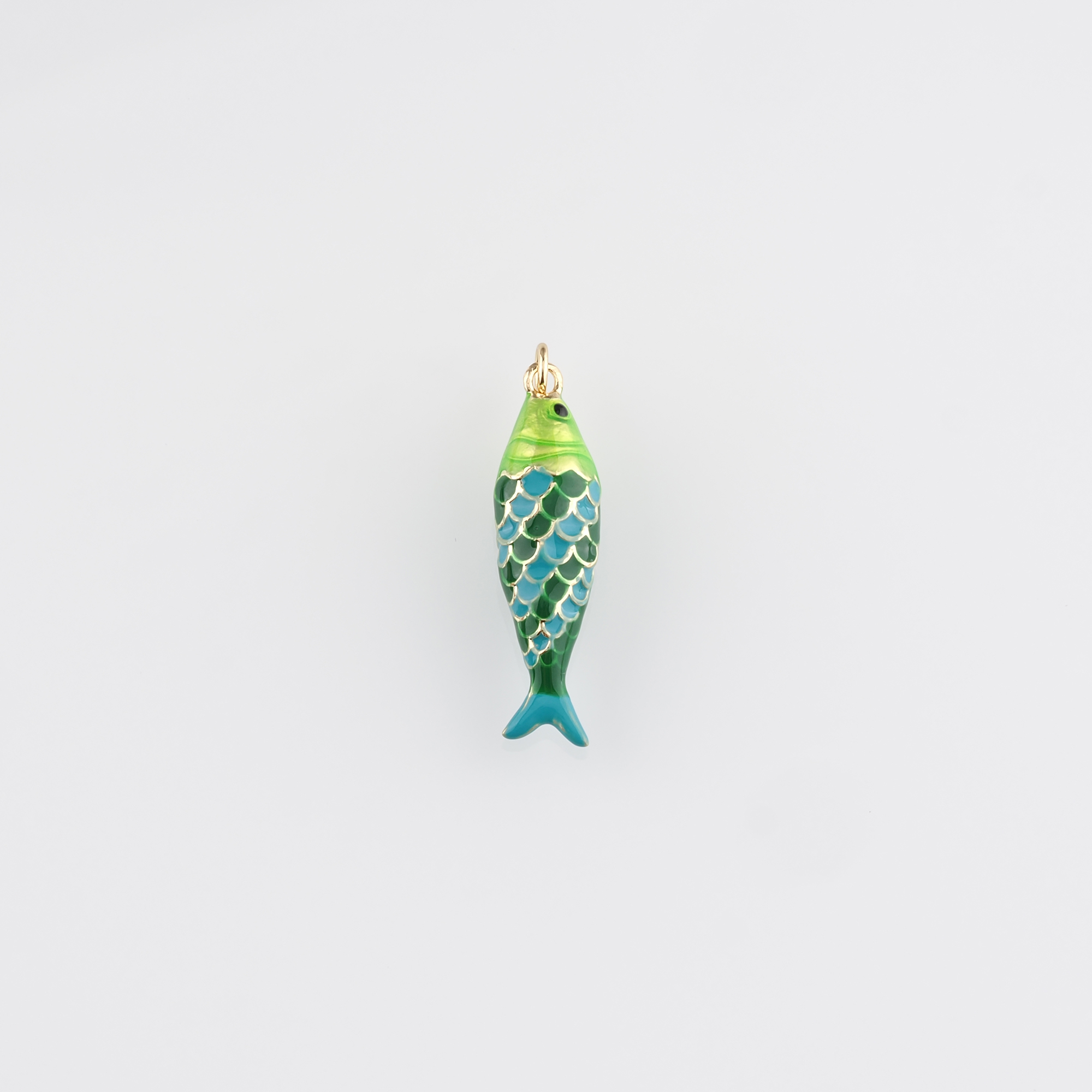 18K Gold Filled Fish Pendant,Enamel Ocean Fish Charm Earrings Necklace for DIY Jewelry Making Supply